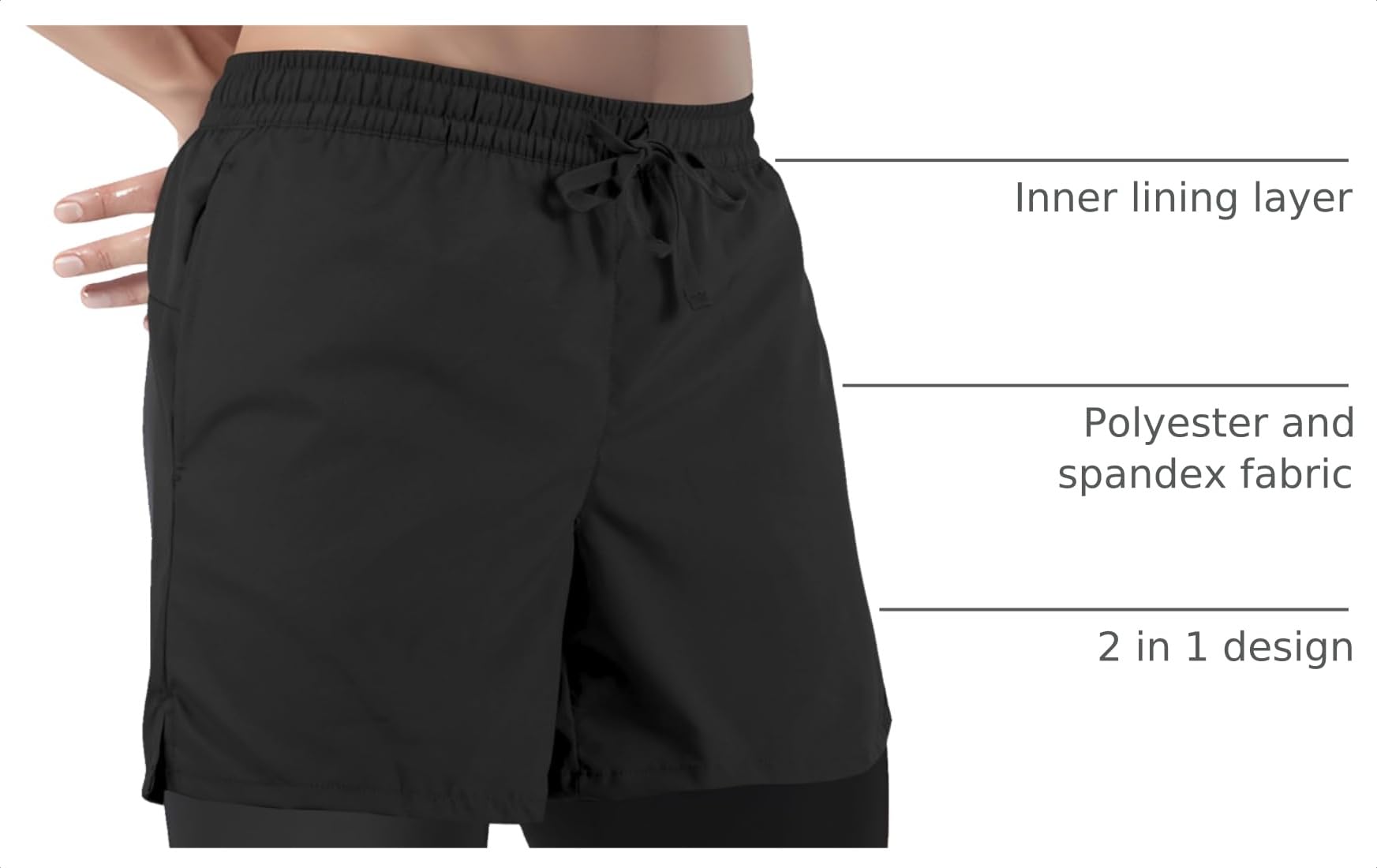 Tyzrdnac Men's 2 in 1 Athletic Quick Dry Shorts,Running Lightweight,Sweat Wicking Gym Workout Elastic Short thumbnail