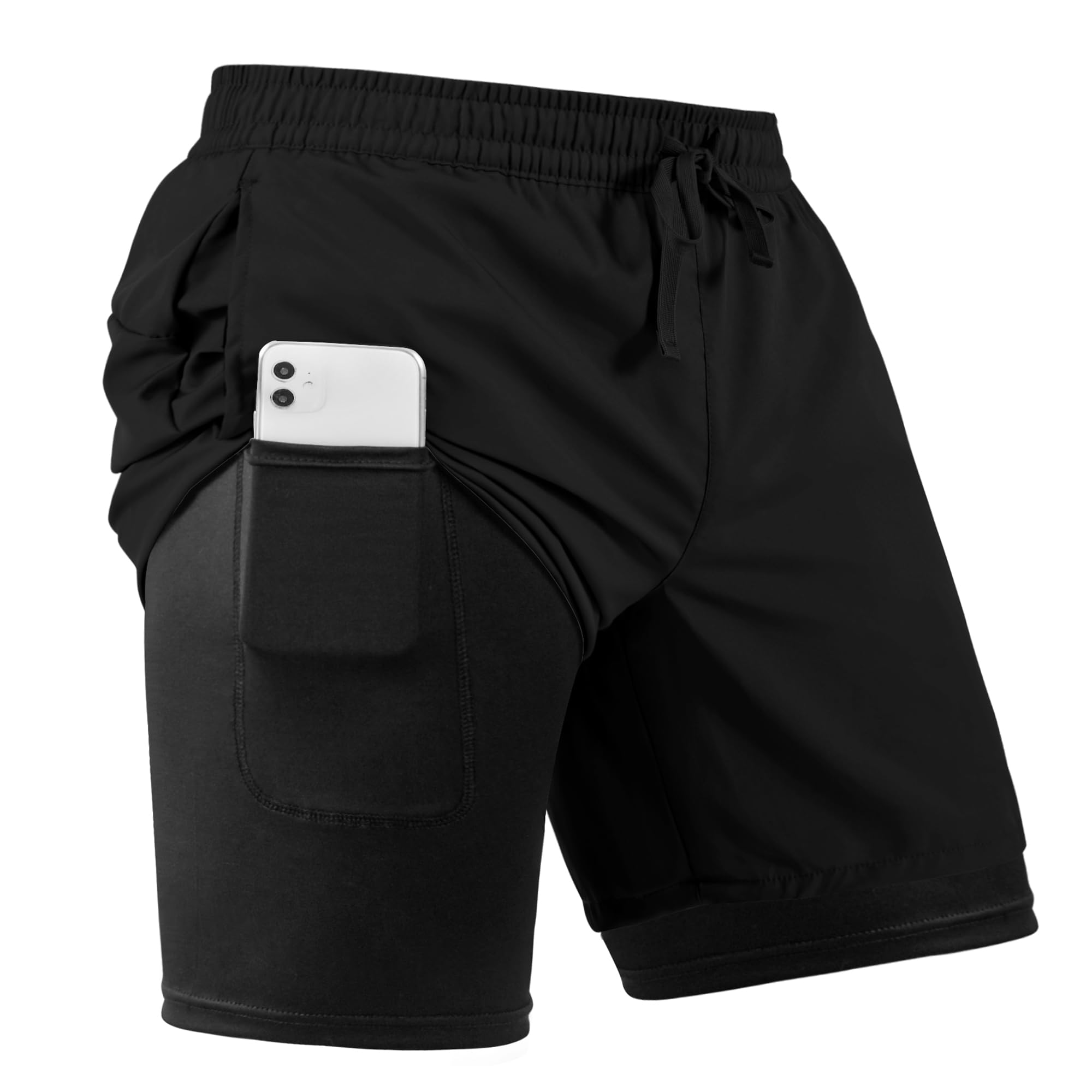 Tyzrdnac Men's 2 in 1 Athletic Quick Dry Shorts,Running Lightweight,Sweat Wicking Gym Workout Elastic Short thumbnail