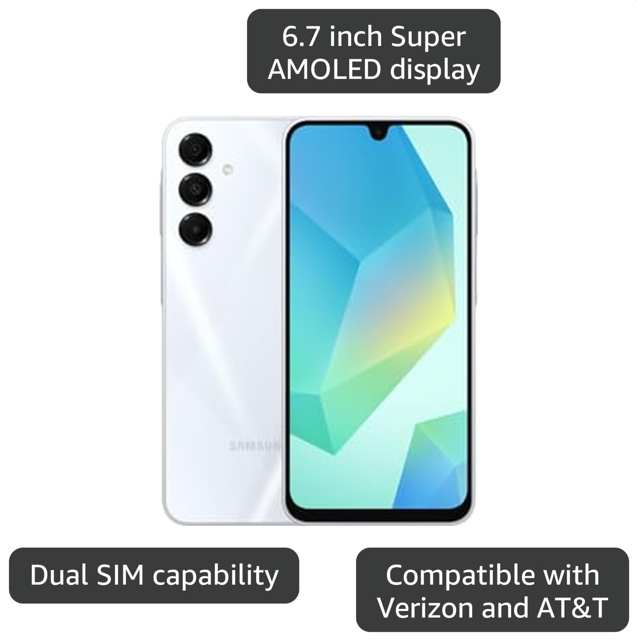 SAMSUNG Galaxy A16 4G LTE (128GB + 4GB) International Model SM-A165F/DS Factory Unlocked 6.7" Dual Sim 50MP Dual Cam (Case Bundle) (Gray) thumbnail