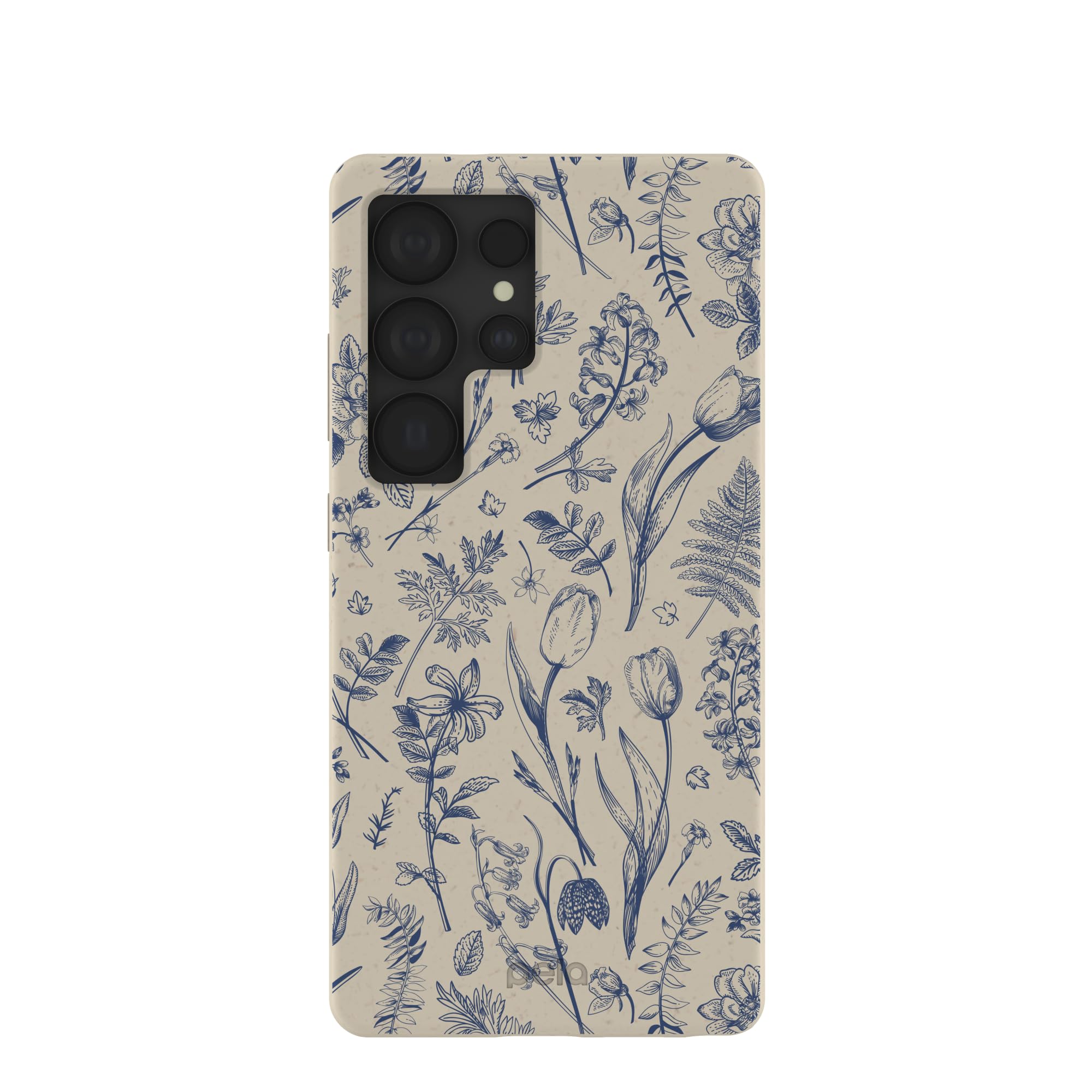 Pela | Phone Case Compatible with Samsung Galaxy S25 Ultra | Limited Edition | Supports Wireless Charging | Cute Eco Friendly | LFog Indigo Bouquet