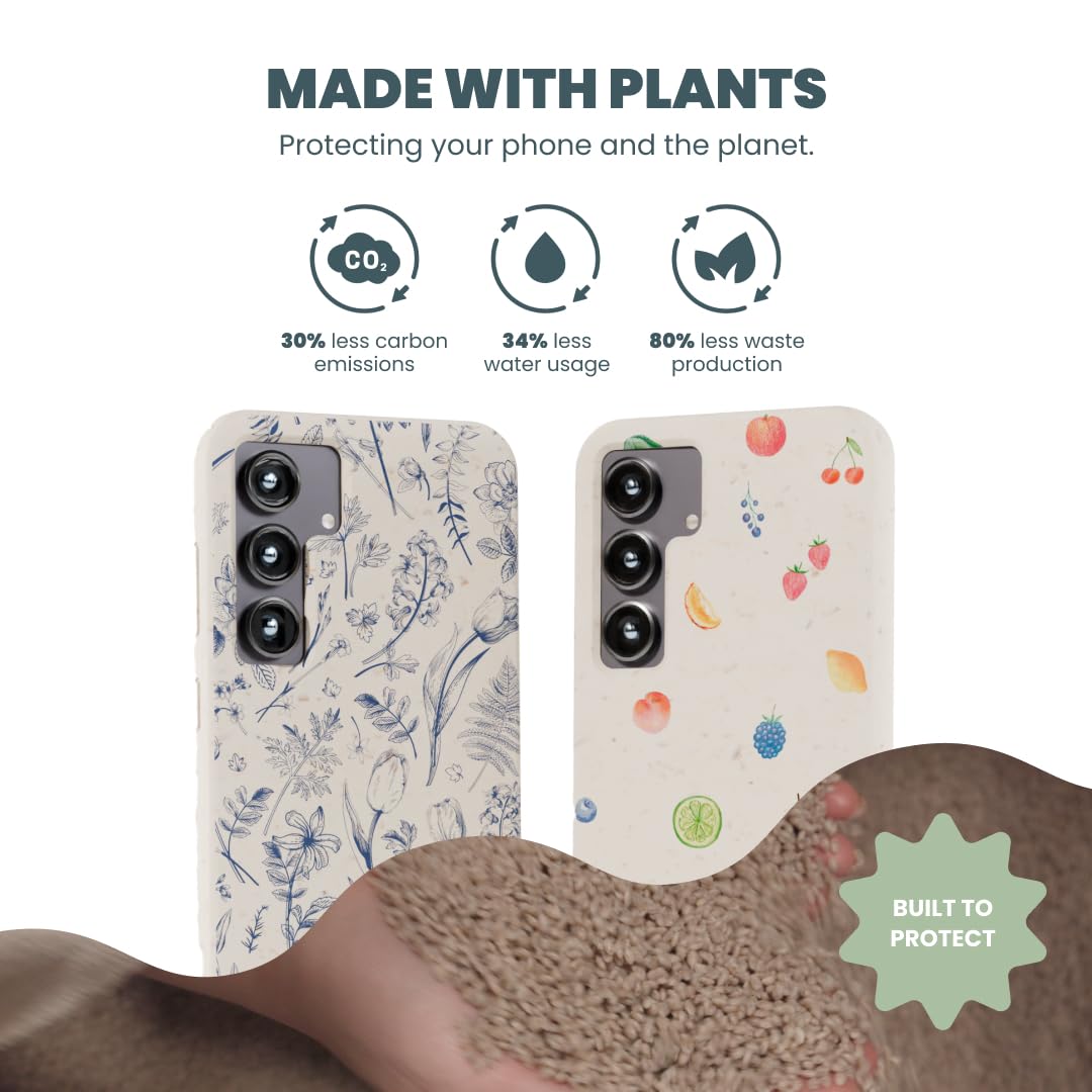 Pela | Phone Case Compatible with Samsung Galaxy S25 Ultra | Limited Edition | Supports Wireless Charging | Cute Eco Friendly | LFog Indigo Bouquet thumbnail