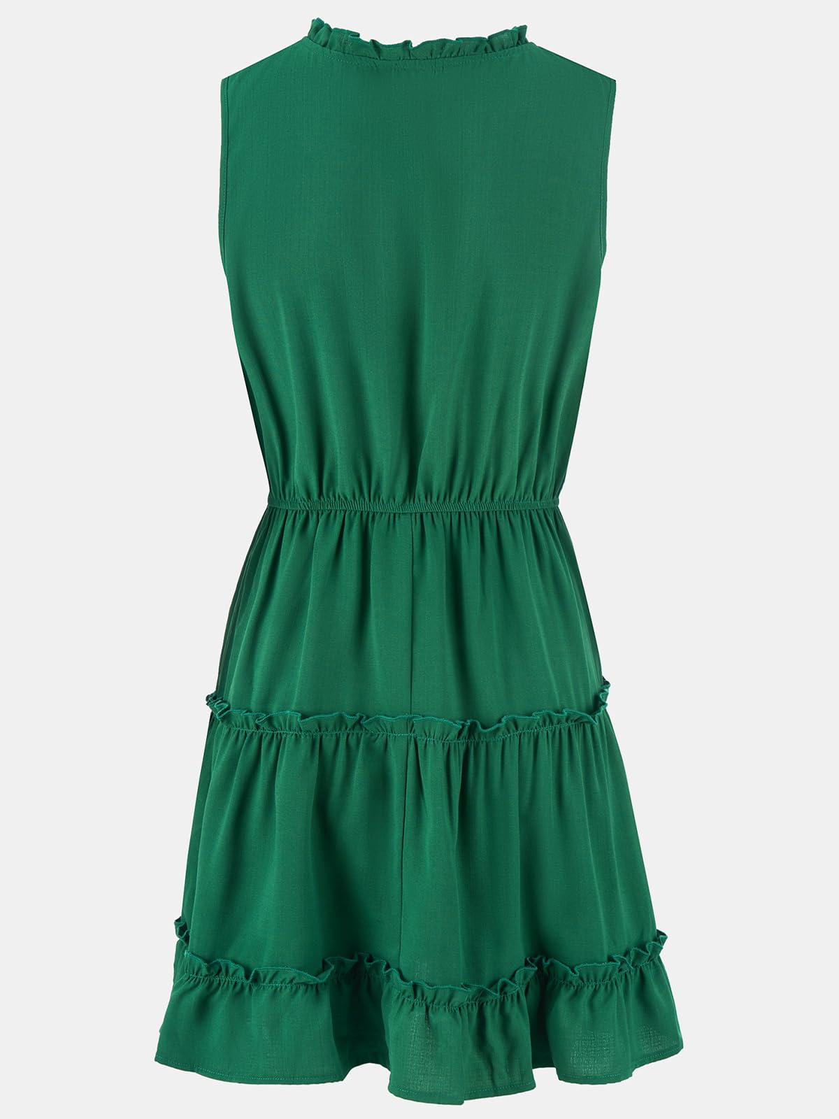 CUPSHE Womens Summer Dresses Tie Neck Sleeveless Tiered Ruffle A-Line Tunic Mini Dress thumbnail