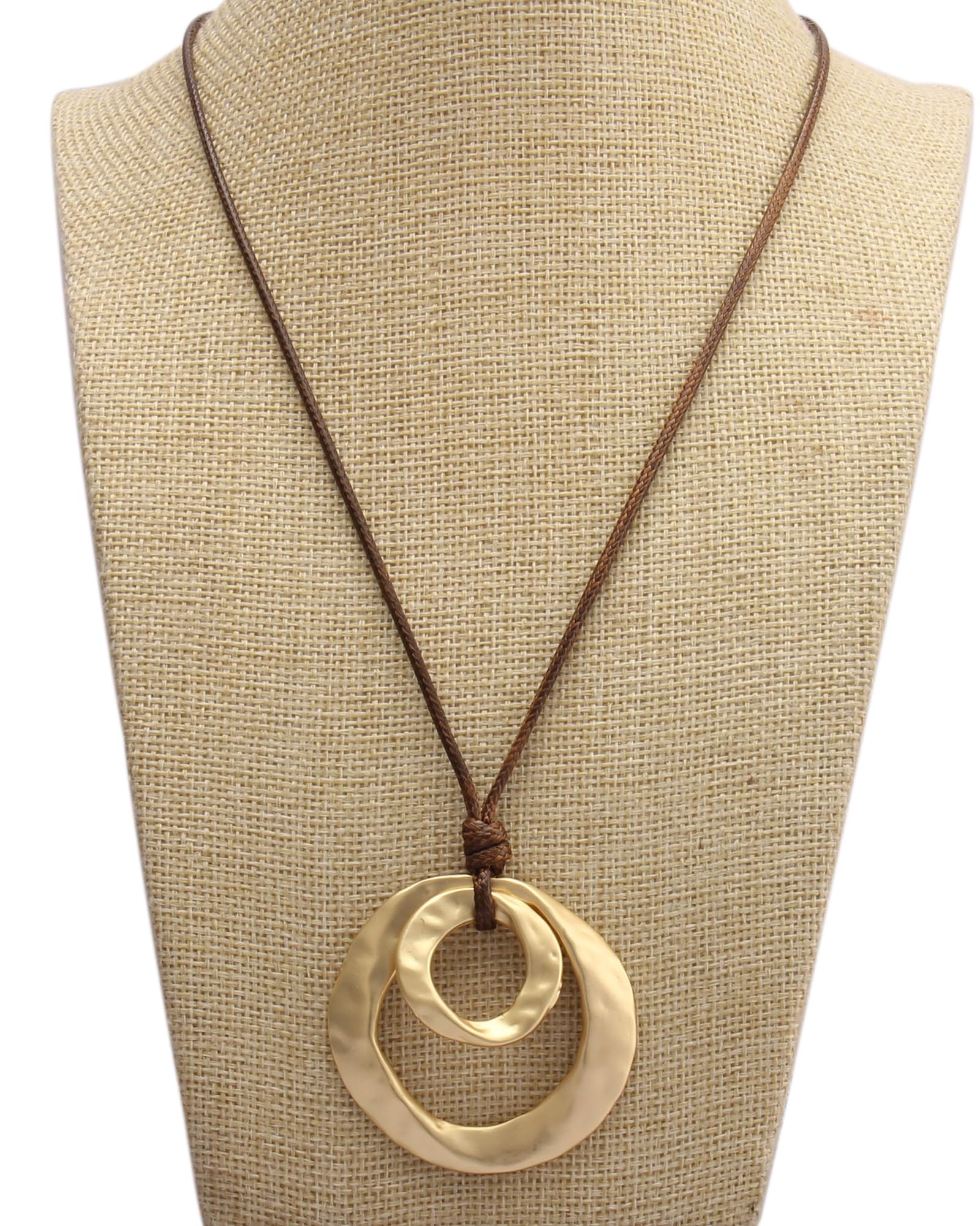Boho Necklaces for Women Chunky Circle Necklace Layered Boho Circle Leather Choker Necklace Long Vintage Necklaces Bohemian Jewlery Gifts thumbnail