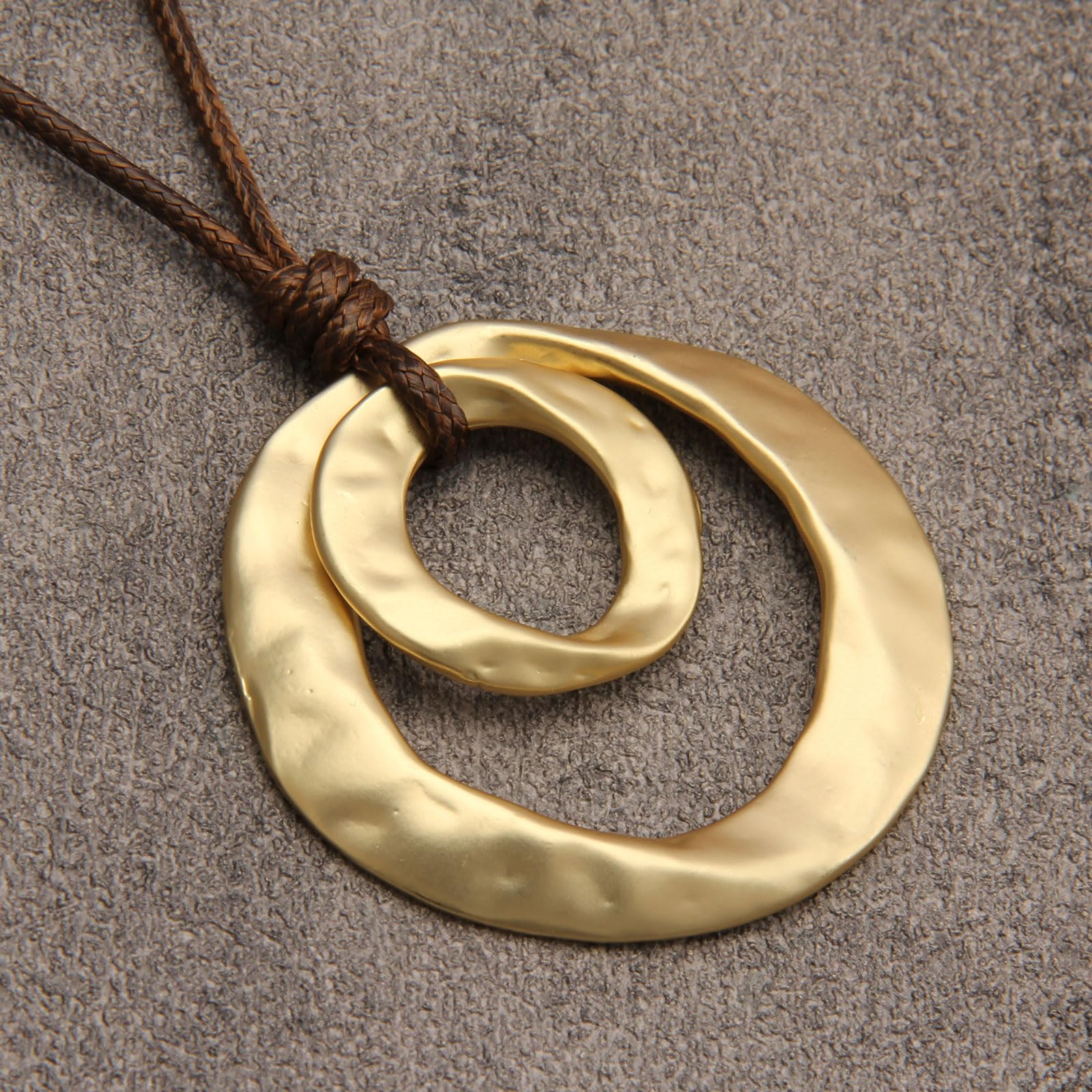 Boho Necklaces for Women Chunky Circle Necklace Layered Boho Circle Leather Choker Necklace Long Vintage Necklaces Bohemian Jewlery Gifts thumbnail