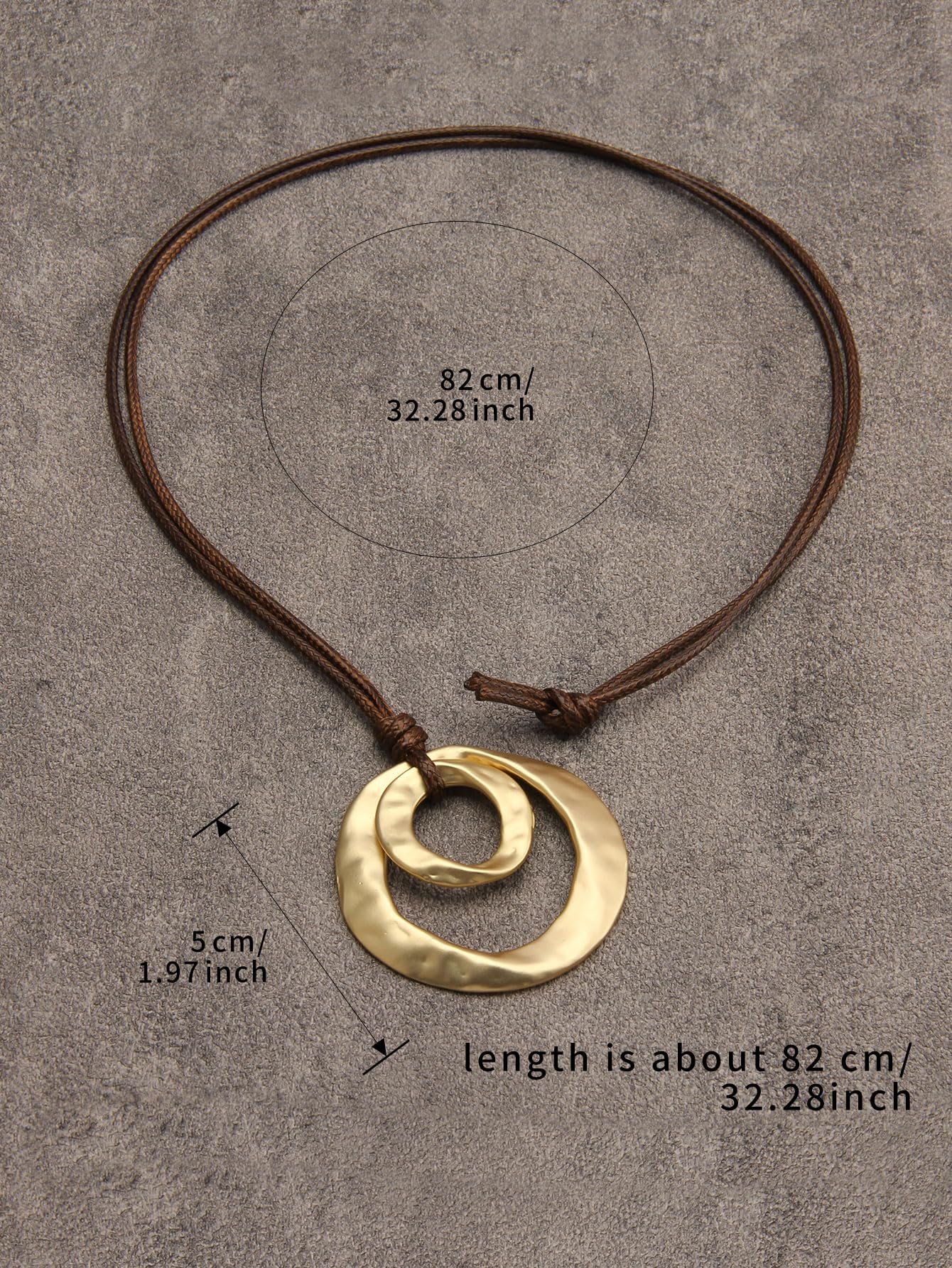Boho Necklaces for Women Chunky Circle Necklace Layered Boho Circle Leather Choker Necklace Long Vintage Necklaces Bohemian Jewlery Gifts thumbnail