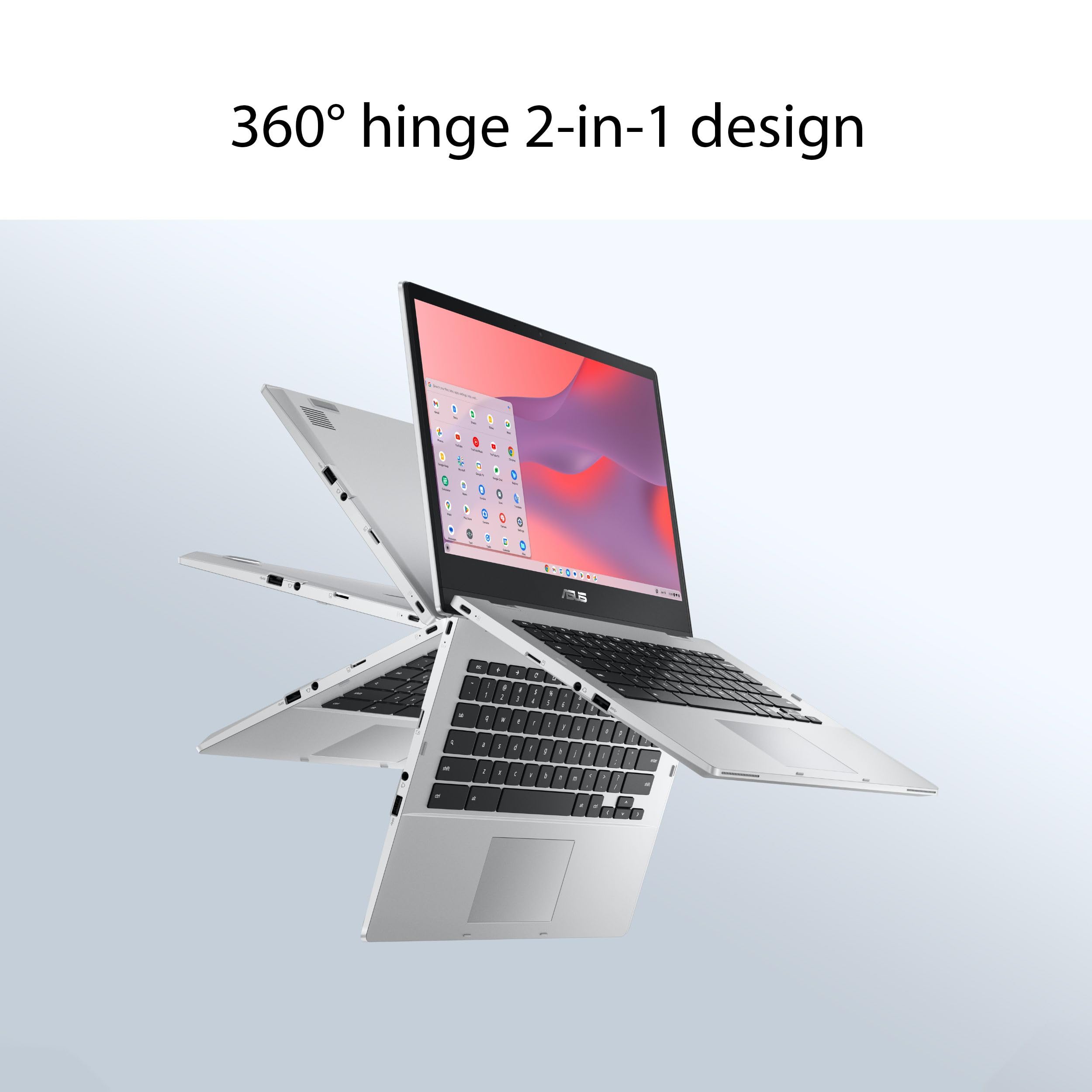 ASUS Chromebook Flip CX1 Convertible Laptop, 14" FHD NanoEdge 360-degree Touchscreen, Intel Celeron N4500 Processor, 128GB eMMC Storage, 8GB RAM, ChromeOS, Transparent Silver, CX1400FKA-AS88FT thumbnail