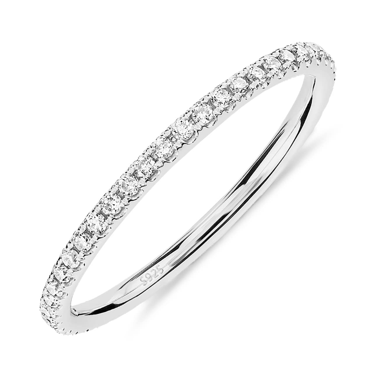 PAVOI Gold Plated Solid 925 Sterling Silver CZ Simulated Diamond Stackable Ring Eternity Bands for Women thumbnail