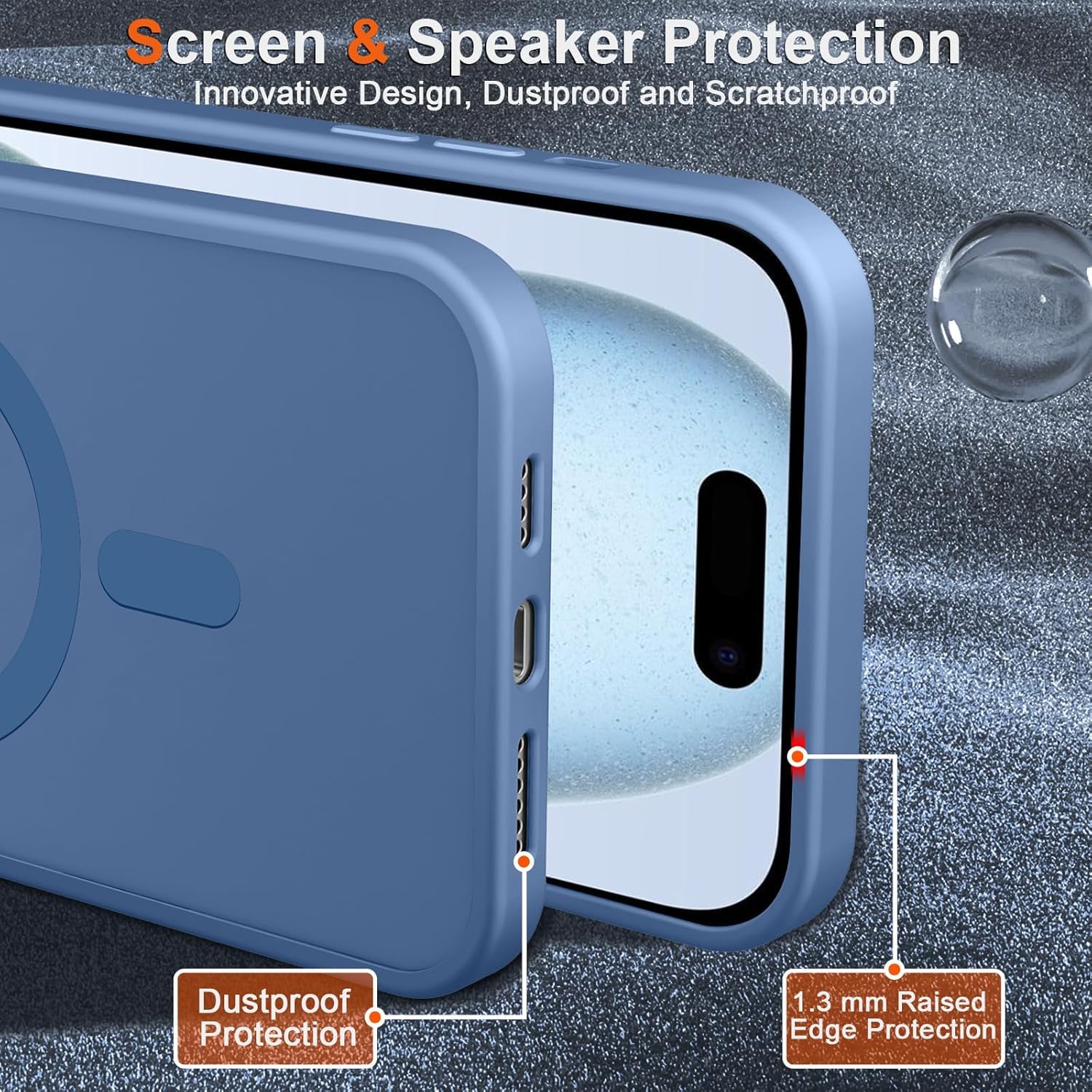 Privacy Case for iPhone 15,Magnetic iPhone 15 Phone Case with Privacy Screen Protector X2 & Camera Protector [Compatible with MagSafe],Translucent Matte Shockproof Cover-Light Blue thumbnail