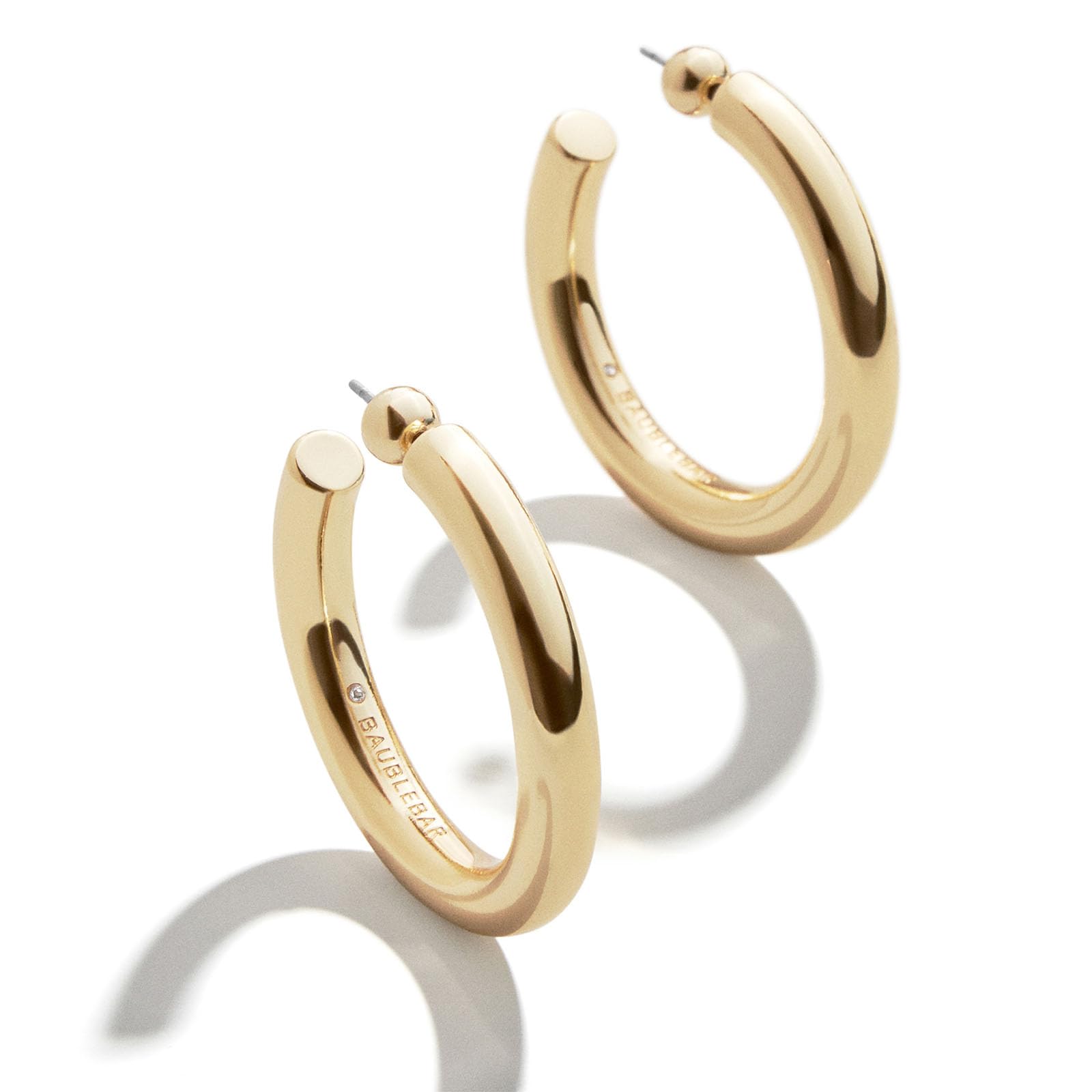 BaubleBar Dalilah Gold-Plated Hoop Earrings for Women - Lightweight Hypoallergenic Gold-Plated Hoops with Post Back Closure thumbnail