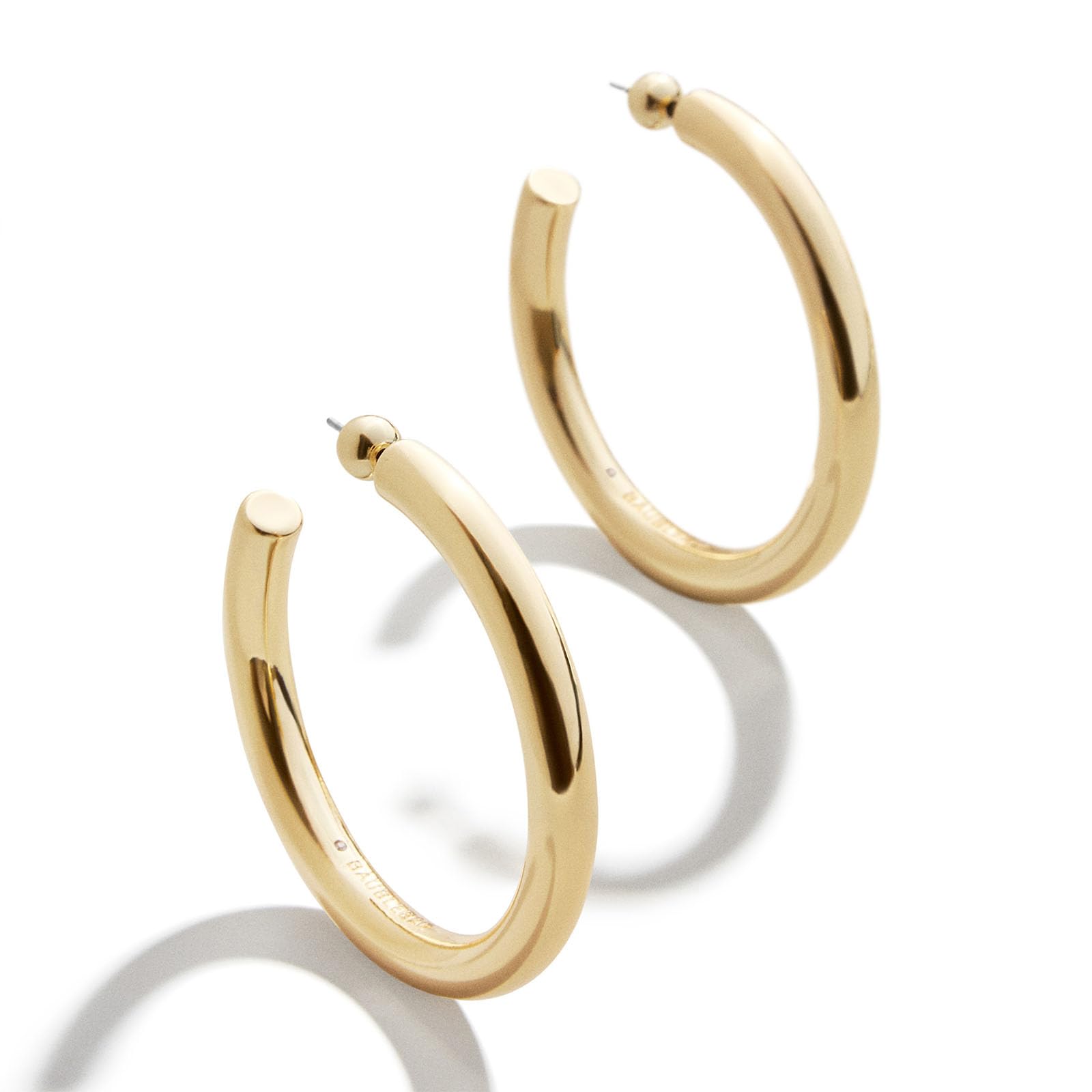BaubleBar Dalilah Gold-Plated Hoop Earrings for Women - Lightweight Hypoallergenic Gold-Plated Hoops with Post Back Closure thumbnail