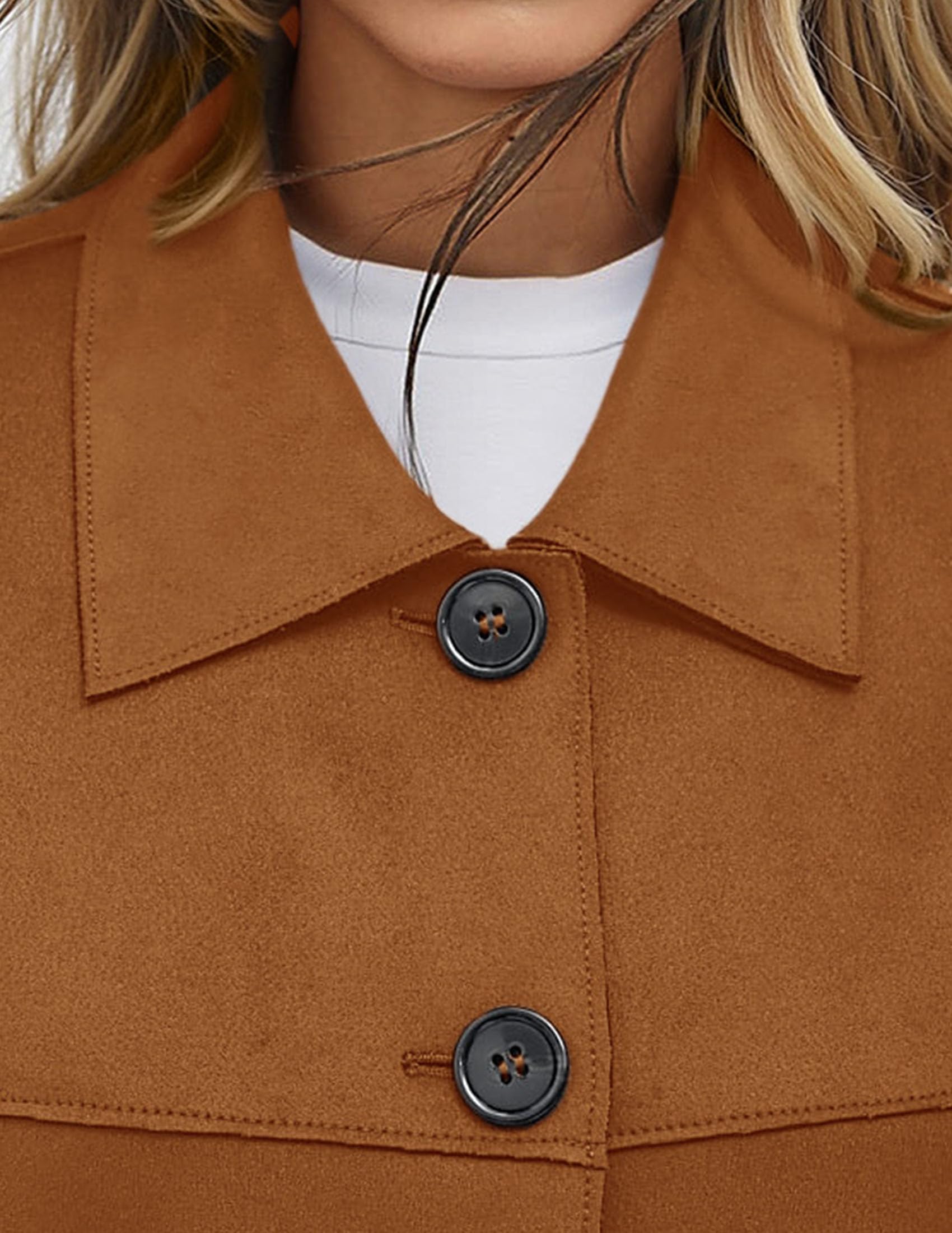 PRETTYGARDEN Women's Faux Suede Lightweight Cropped Jacket | Button Down Collared Shacket, Oversized Casual Outerwear, Patch Pocket, Transitional Layering Piece for Spring, Fall & Winter thumbnail