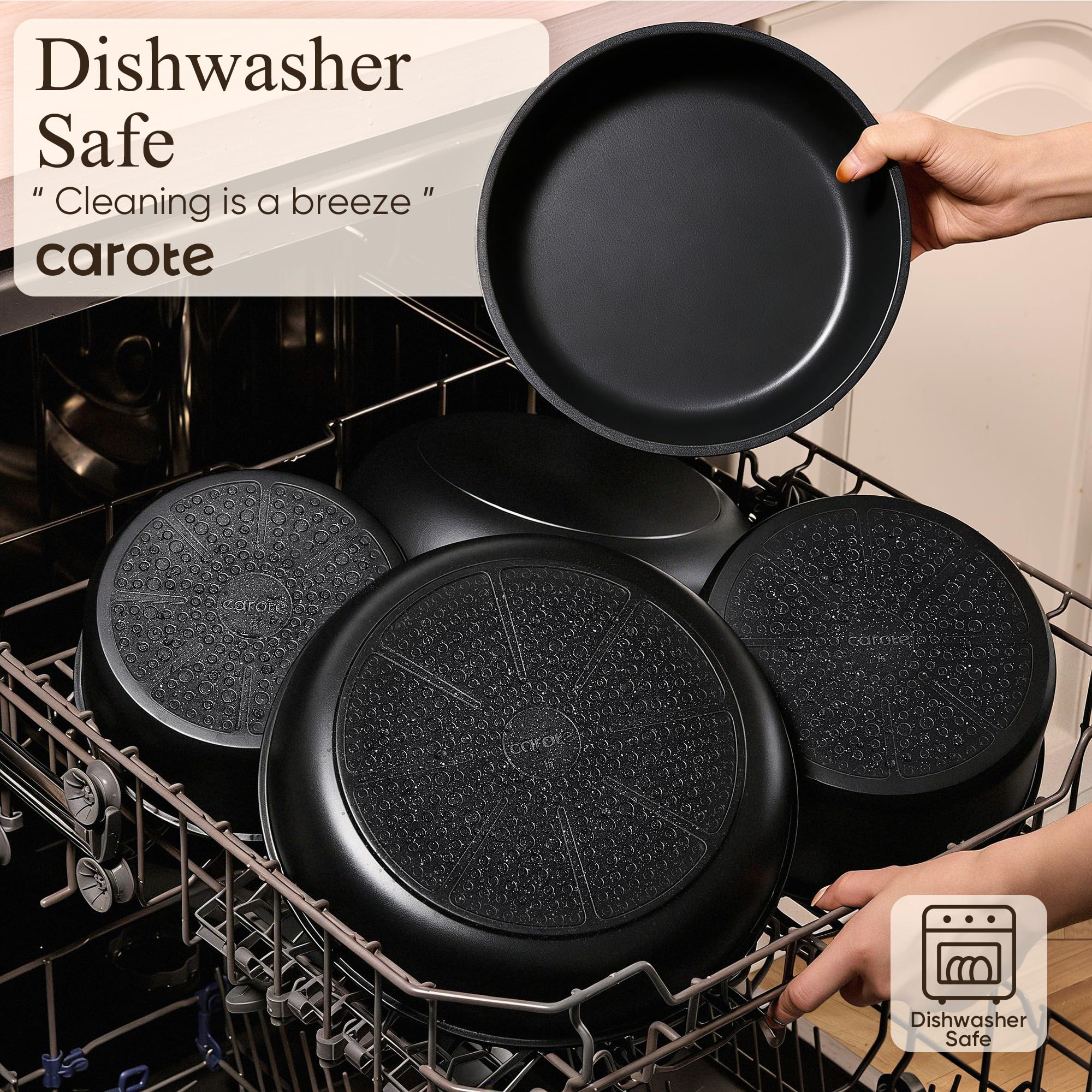 CAROTE 21pcs Pots and Pans Set Non Stick, Detachable Handle Cookware, Black thumbnail