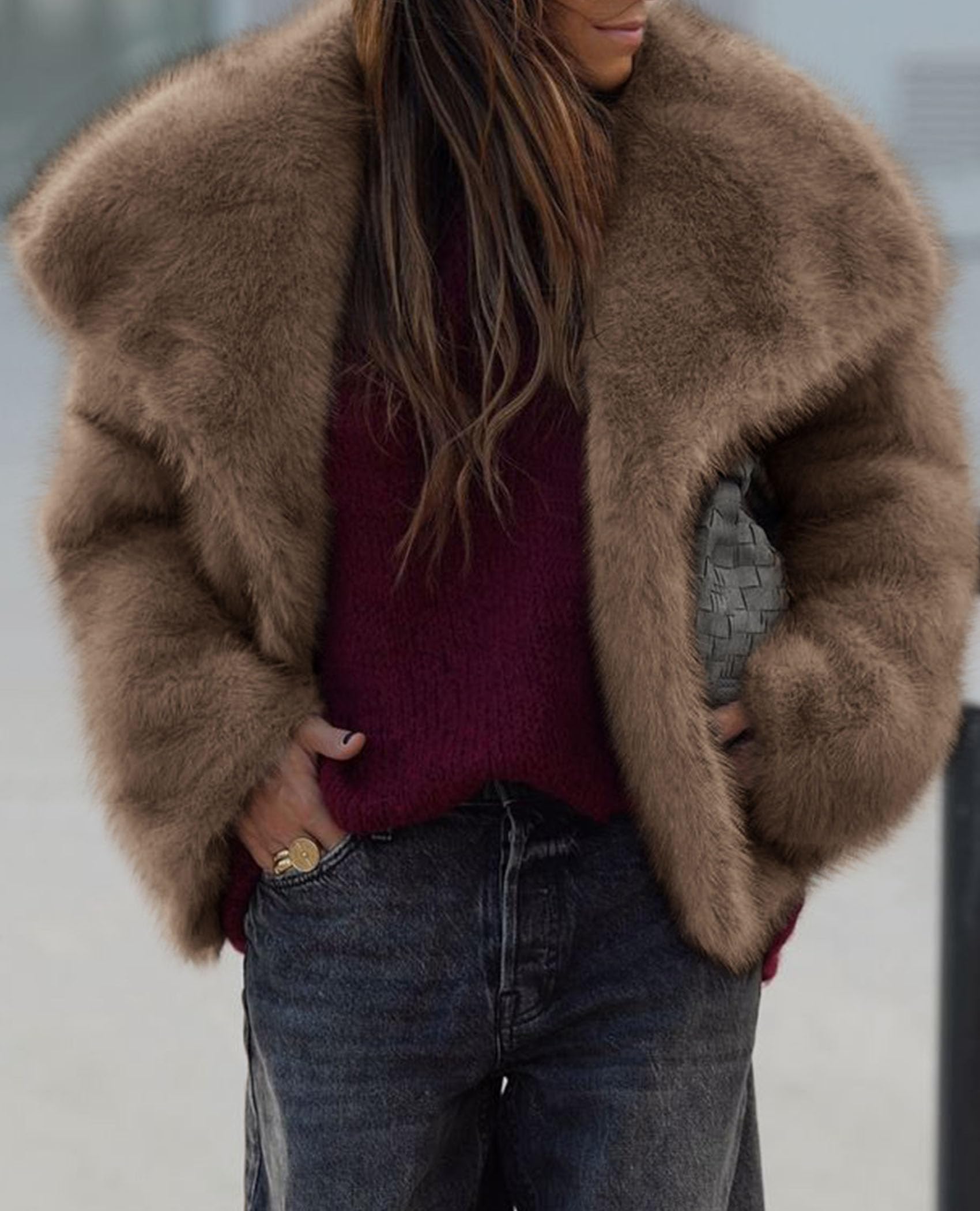 PRETTYGARDEN Womens Winter Coats 2026 Trendy Long Sleeve Furry Faux Fur Jackets Button Lapel Warm Fall Outwear with Pockets thumbnail