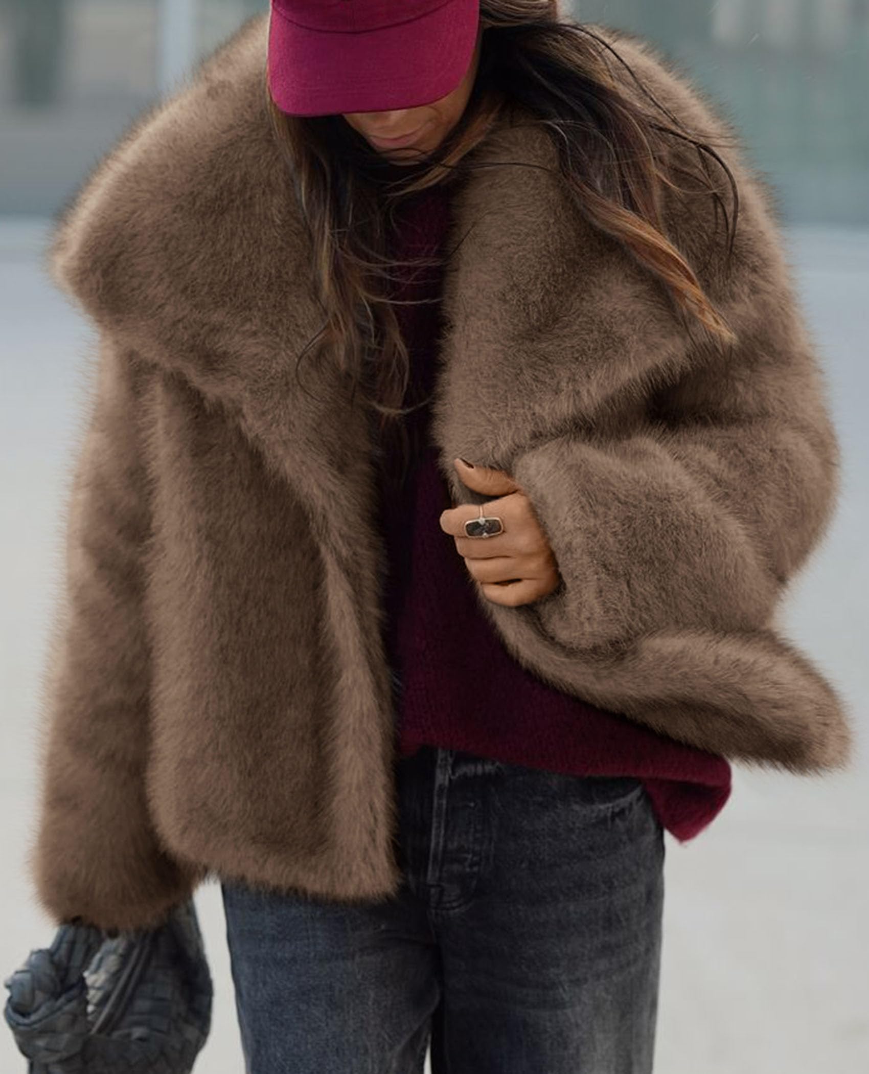 PRETTYGARDEN Womens Winter Coats 2026 Trendy Long Sleeve Furry Faux Fur Jackets Button Lapel Warm Fall Outwear with Pockets thumbnail