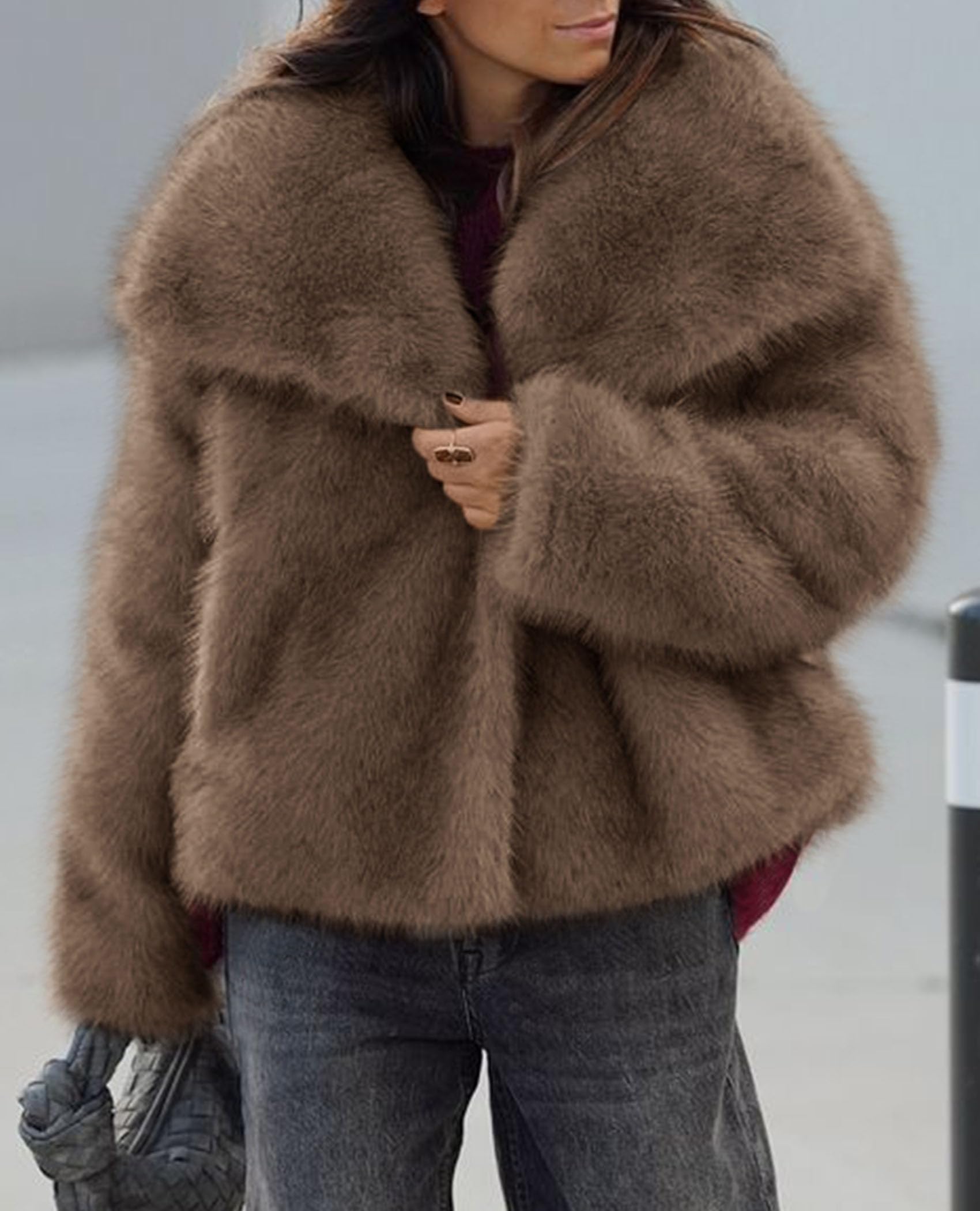 PRETTYGARDEN Womens Winter Coats 2026 Trendy Long Sleeve Furry Faux Fur Jackets Button Lapel Warm Fall Outwear with Pockets thumbnail