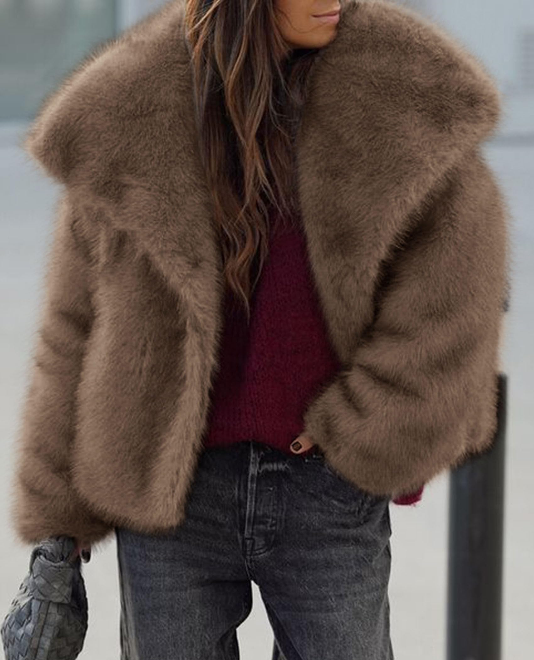 PRETTYGARDEN Womens Winter Coats 2026 Trendy Long Sleeve Furry Faux Fur Jackets Button Lapel Warm Fall Outwear with Pockets thumbnail