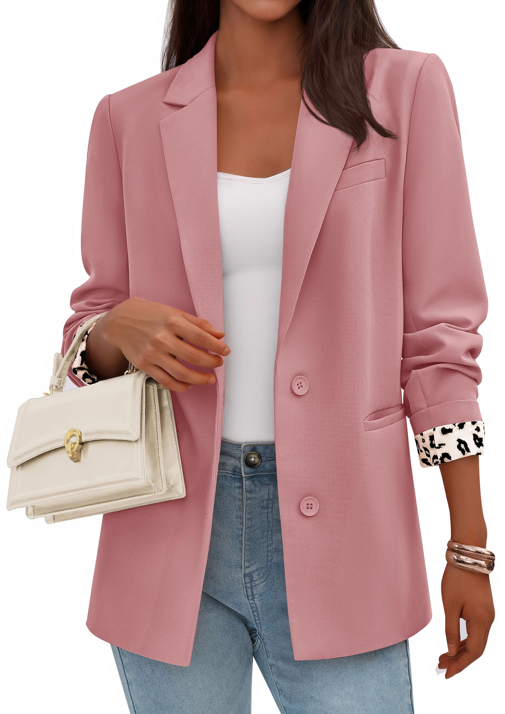 PRETTYGARDEN Blazers for Women 2026 Fall Work Office Suit Jackets Dressy Open Front Leopard Blazer Business Casual Outfits thumbnail