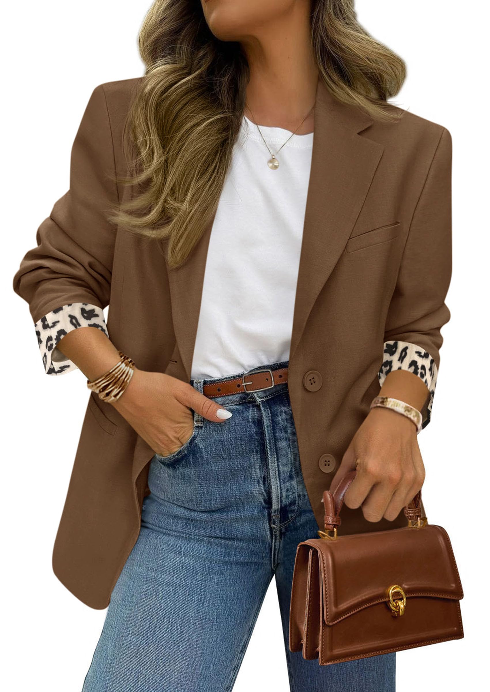 PRETTYGARDEN Blazers for Women 2026 Fall Work Office Suit Jackets Dressy Open Front Leopard Blazer Business Casual Outfits thumbnail