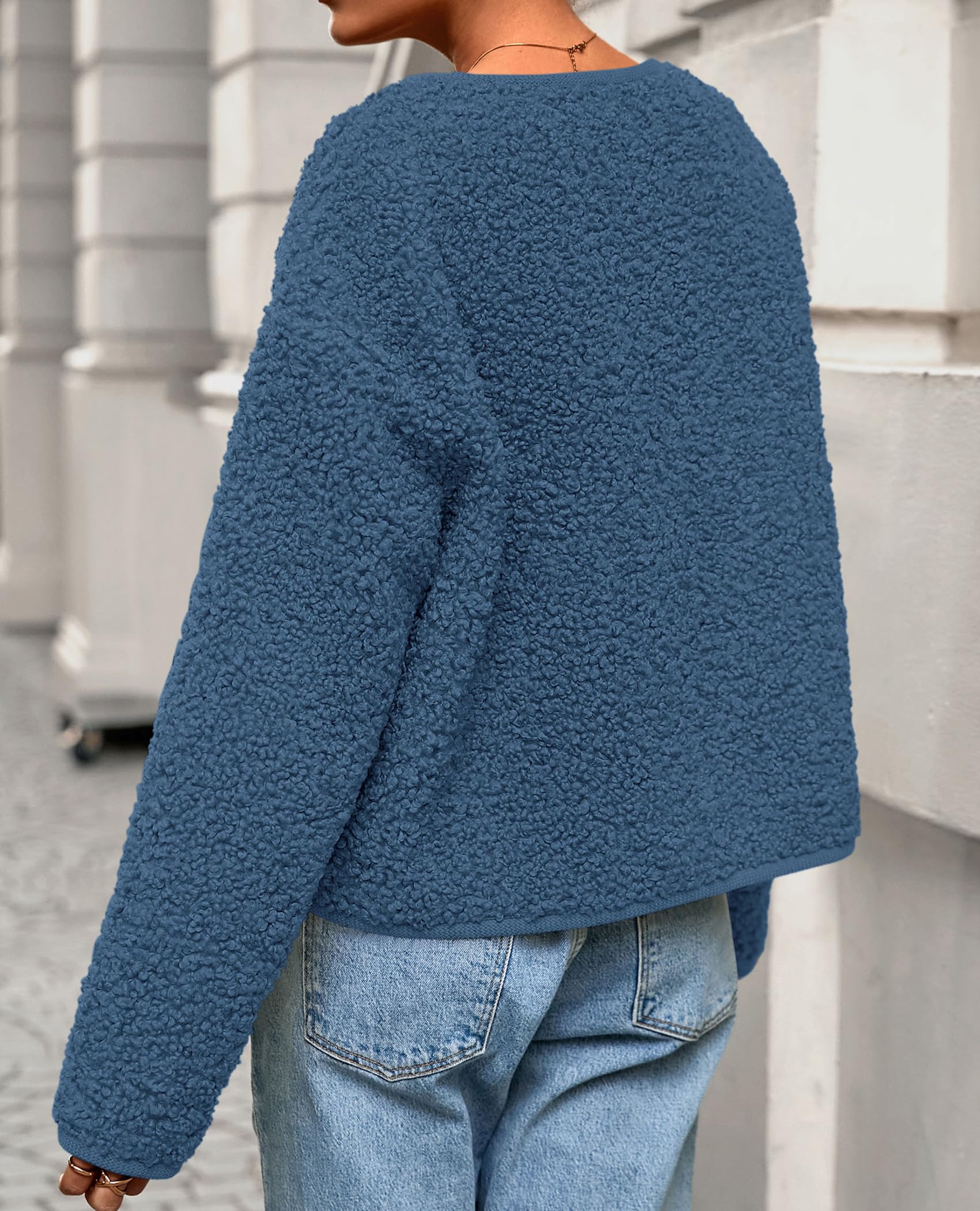 PRETTYGARDEN Women's 2025 Fall Fashion Clothes Trendy Fleece Sherpa Cropped Jackets Buttons Warm Casual Winter Faux Fur Coats thumbnail