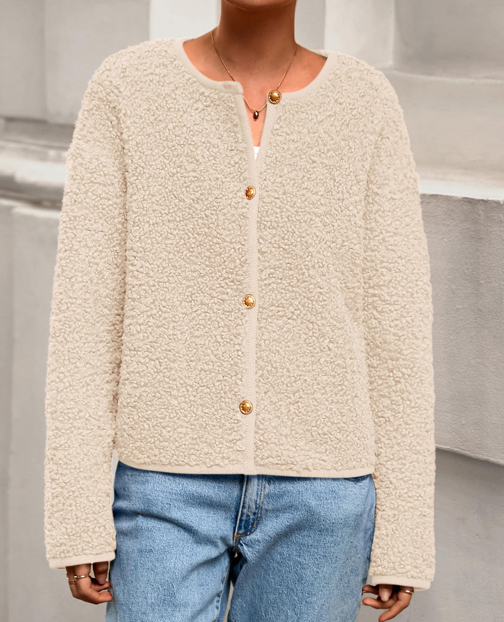 PRETTYGARDEN Women's 2025 Fall Fashion Clothes Trendy Fleece Sherpa Cropped Jackets Buttons Warm Casual Winter Faux Fur Coats thumbnail