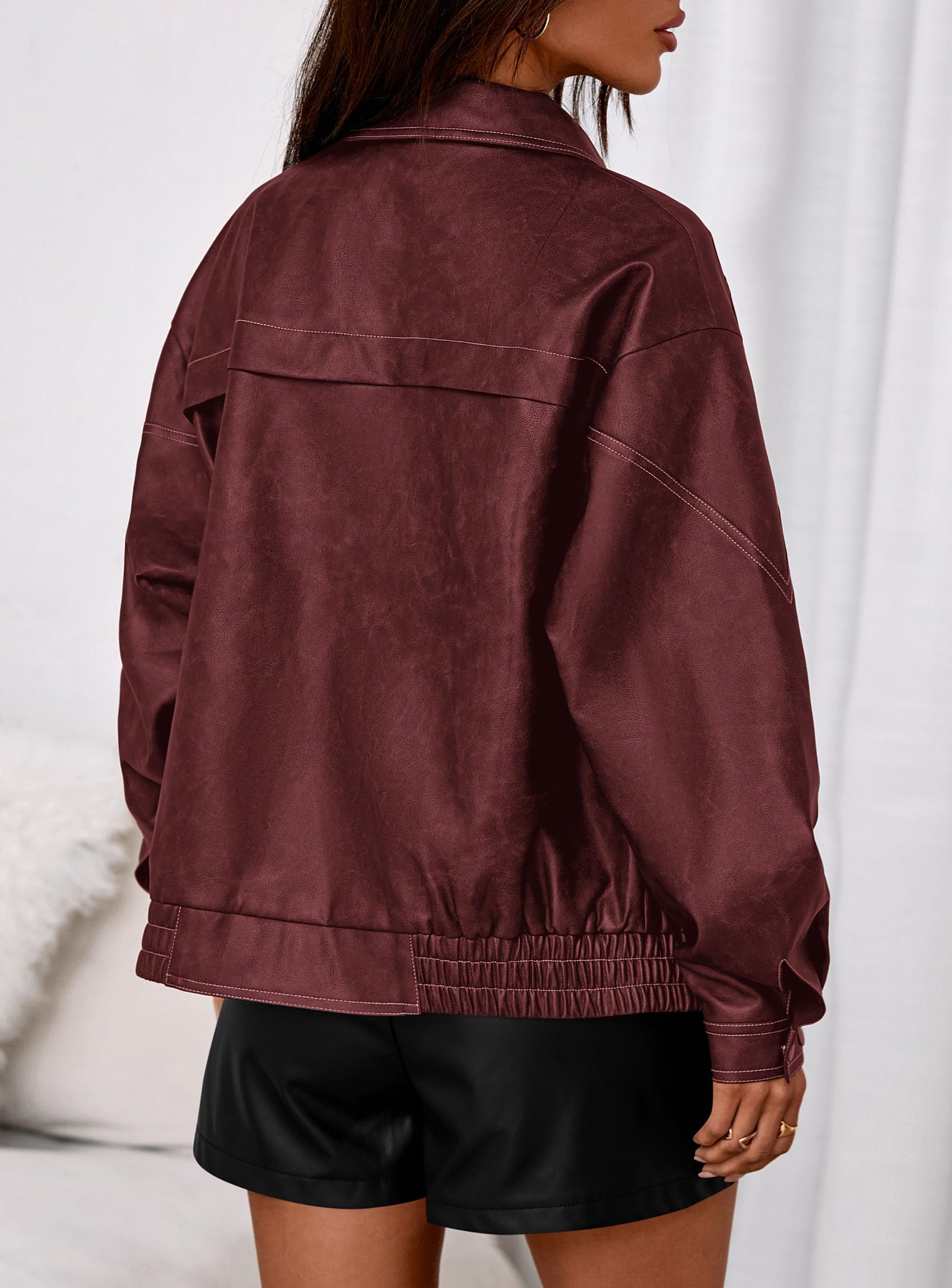 PRETTYGARDEN Leather Jacket Women Faux Oversized Coat | Motorcycle Bomber Fall Jackets Trendy, Fashion Going Out Outfits, Travel, Winter Clothes, Zip Up Outerwear thumbnail