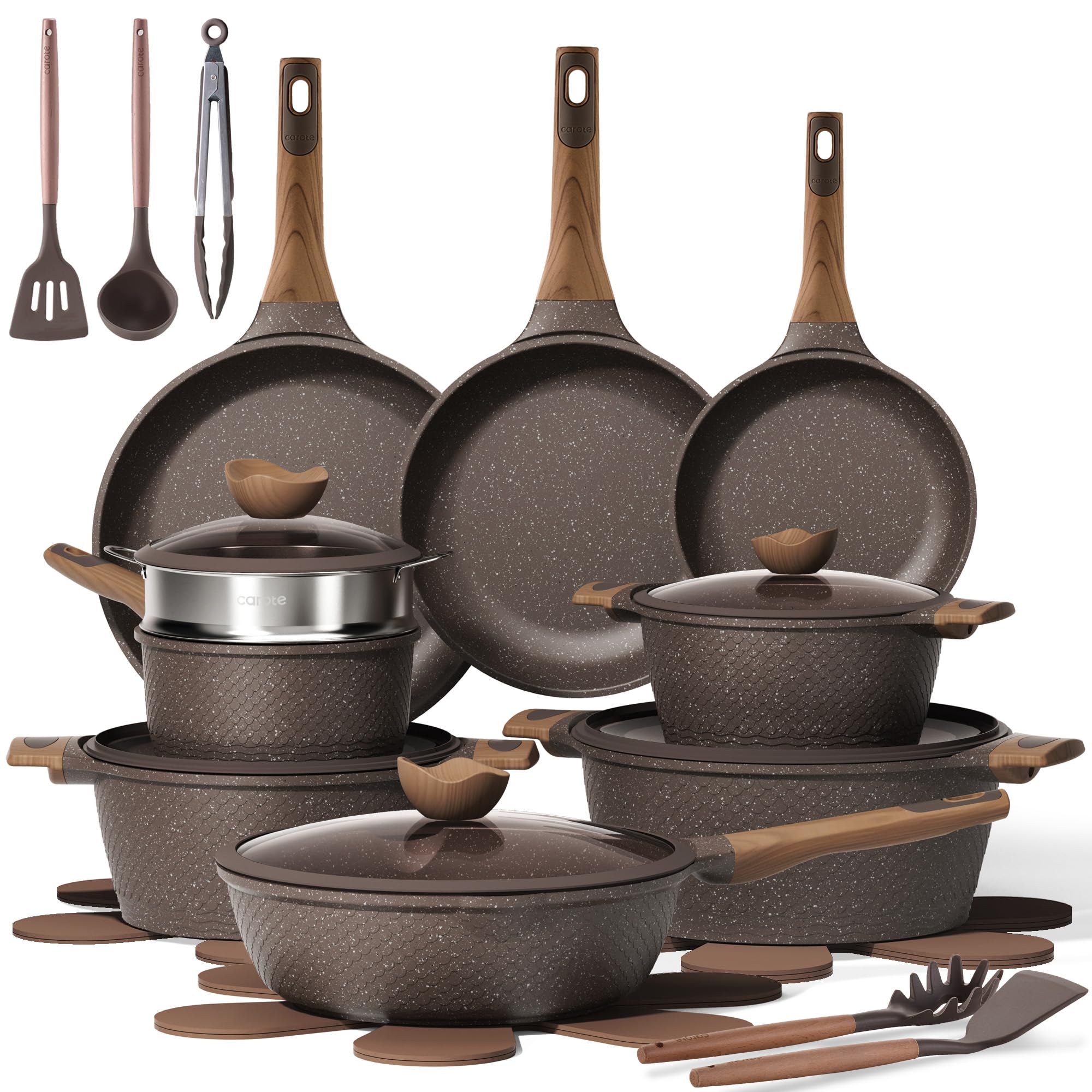 CAROTE 26pcs Pots and Pans Set, Nonstick Cookware Sets