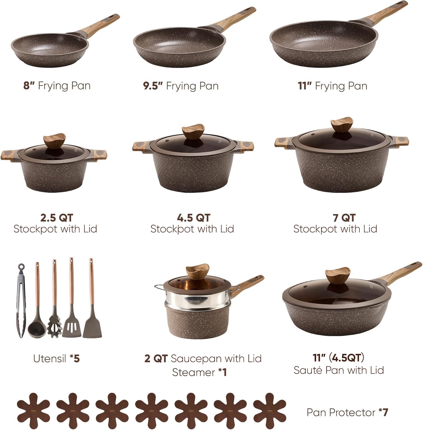 CAROTE 26pcs Pots and Pans Set, Nonstick Cookware Sets thumbnail