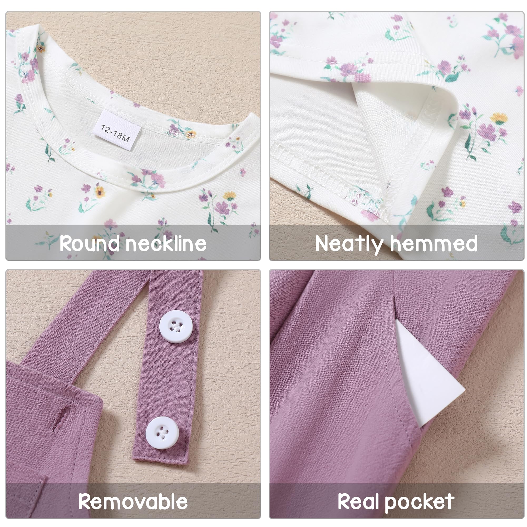 ZOEREA Toddler Girl Clothes 1-5T Baby Girl Outfits Fall Winter Stripe Floral Long Sleeve Top+Bib Overall Pants 2Pcs Clothing thumbnail