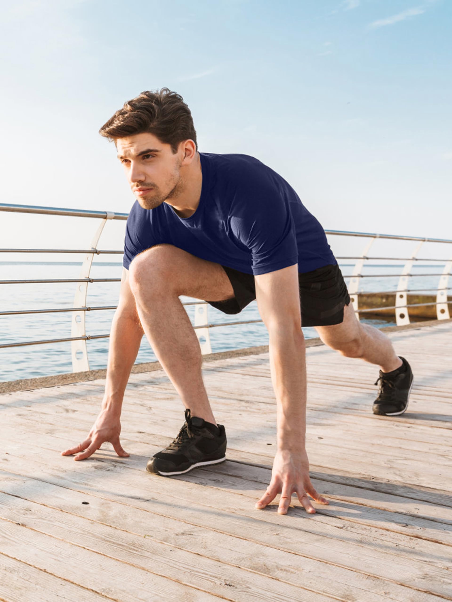 3 & 5 Pack Shirts for Men Moisture Wicking Workout Performance Dry Fit Mesh Gym Athletic Running T-Shirt thumbnail