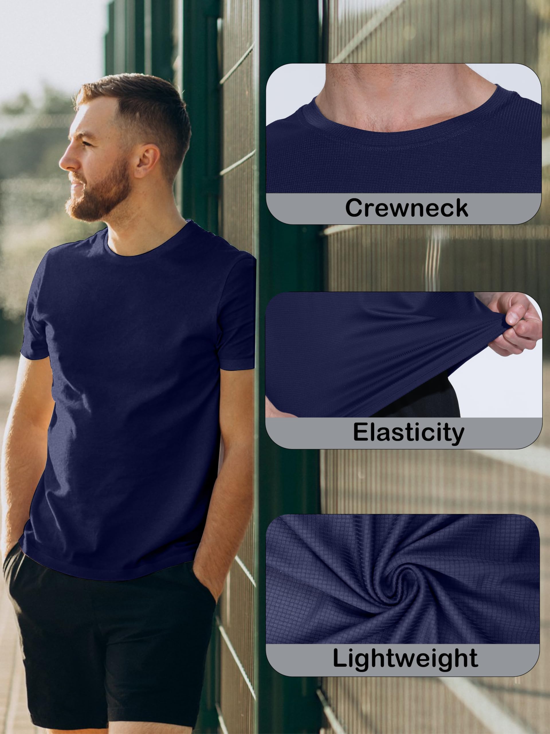 3 & 5 Pack Shirts for Men Moisture Wicking Workout Performance Dry Fit Mesh Gym Athletic Running T-Shirt thumbnail