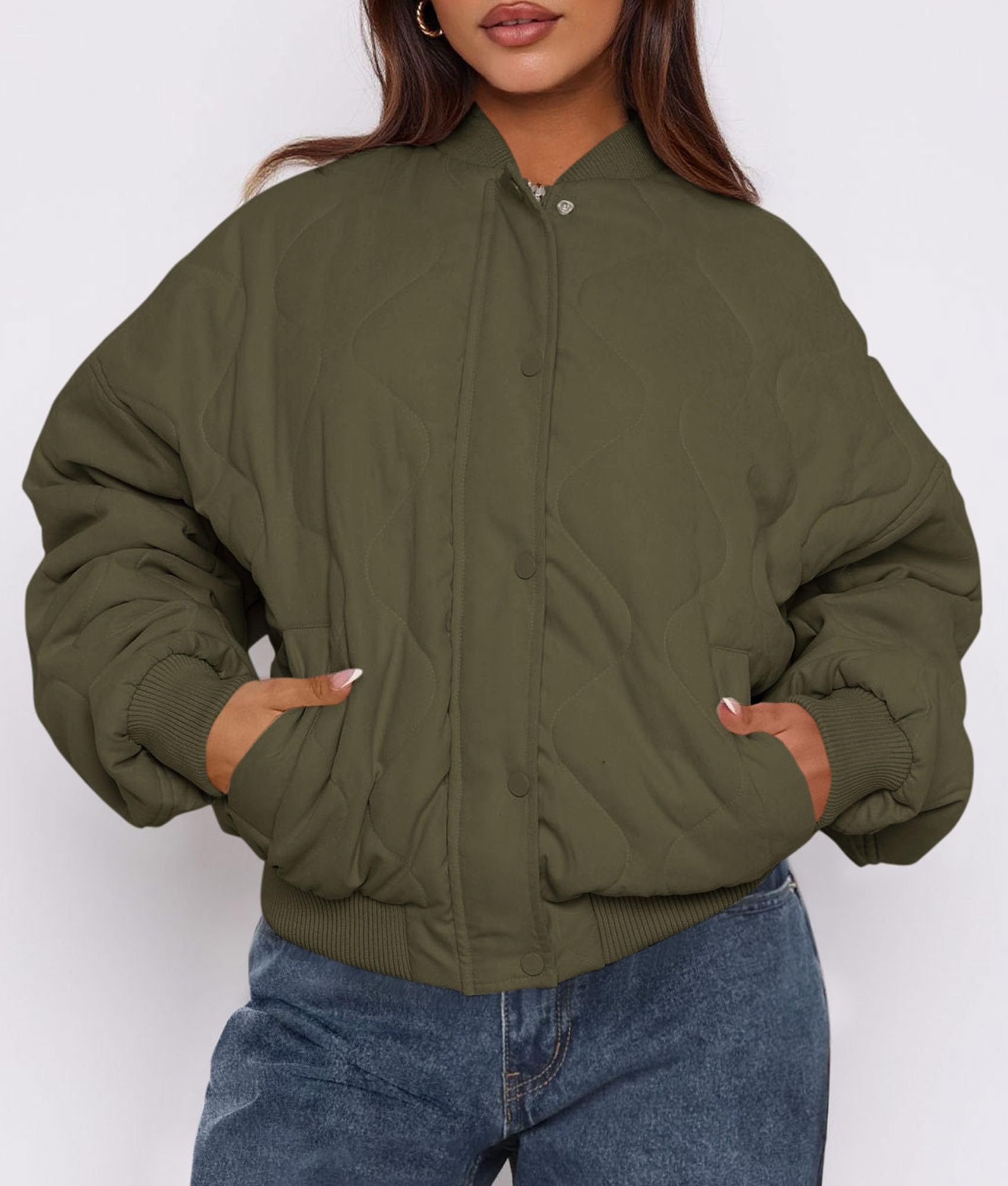 PRETTYGARDEN Women's Quilted Bomber Jacket Fall Fashion 2026 Lightweight Cropped Zip up Outerwear Winter Puffer Coats Pockets thumbnail