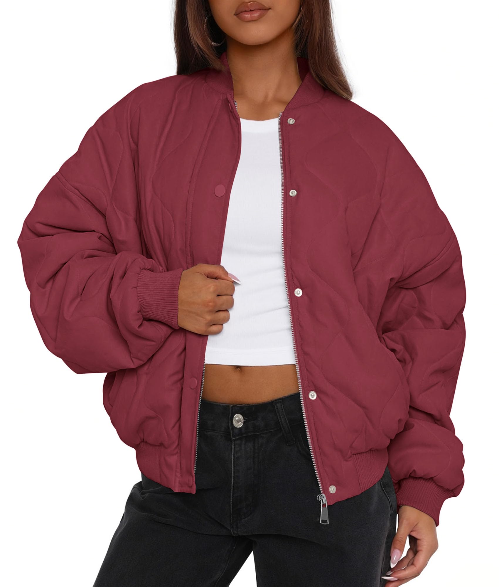 PRETTYGARDEN Women's Quilted Bomber Jacket Fall Fashion 2026 Lightweight Cropped Zip up Outerwear Winter Puffer Coats Pockets thumbnail