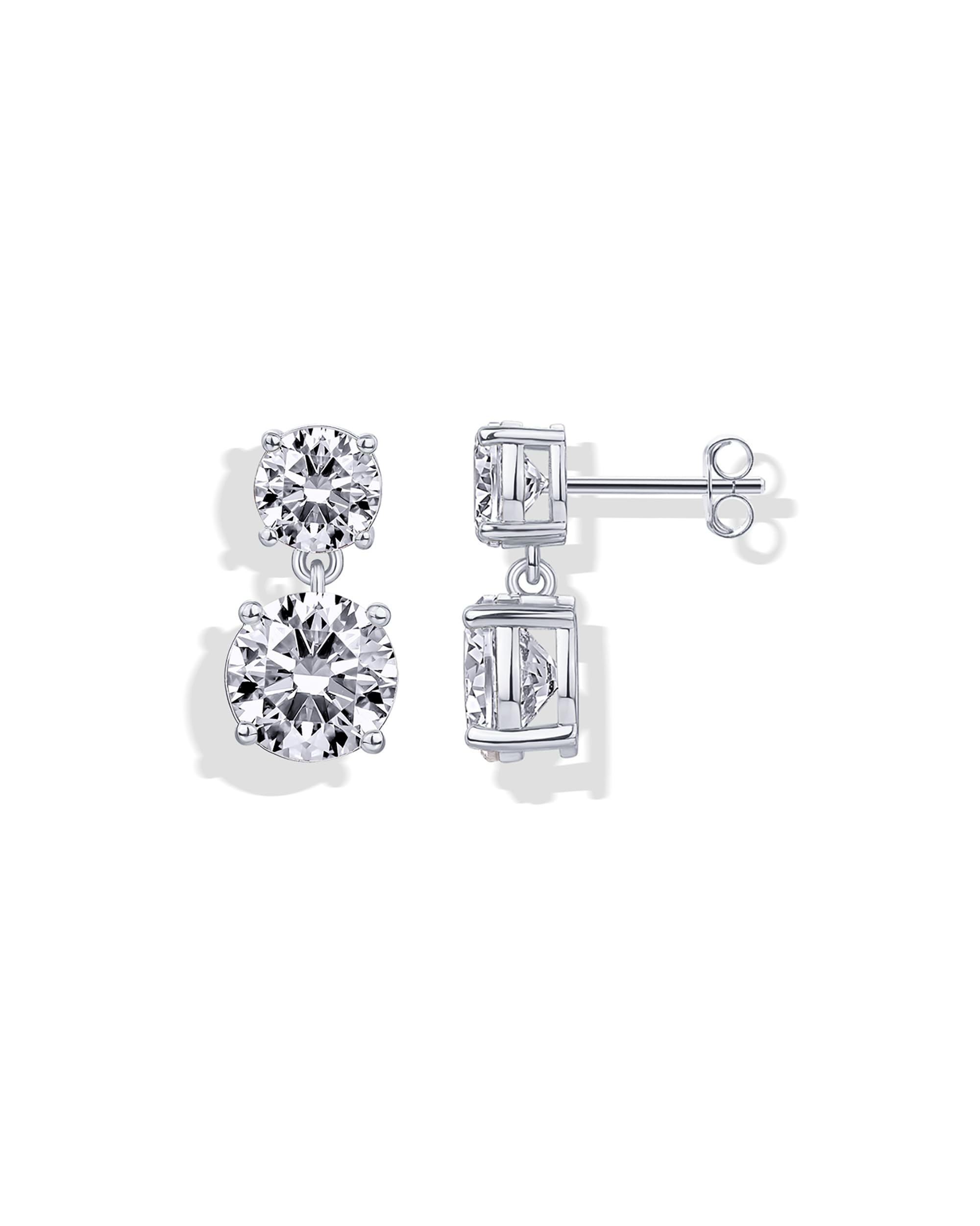 PAVOI 14K Gold Plated Cubic Zirconia Dangle Earrings for Women - Crystal Long Linear Bridal Drop Earrings - Cluster CZ Pearl Simulated Diamond Drop Dangle Wedding Jewelry for Brides & Bridesmaid thumbnail