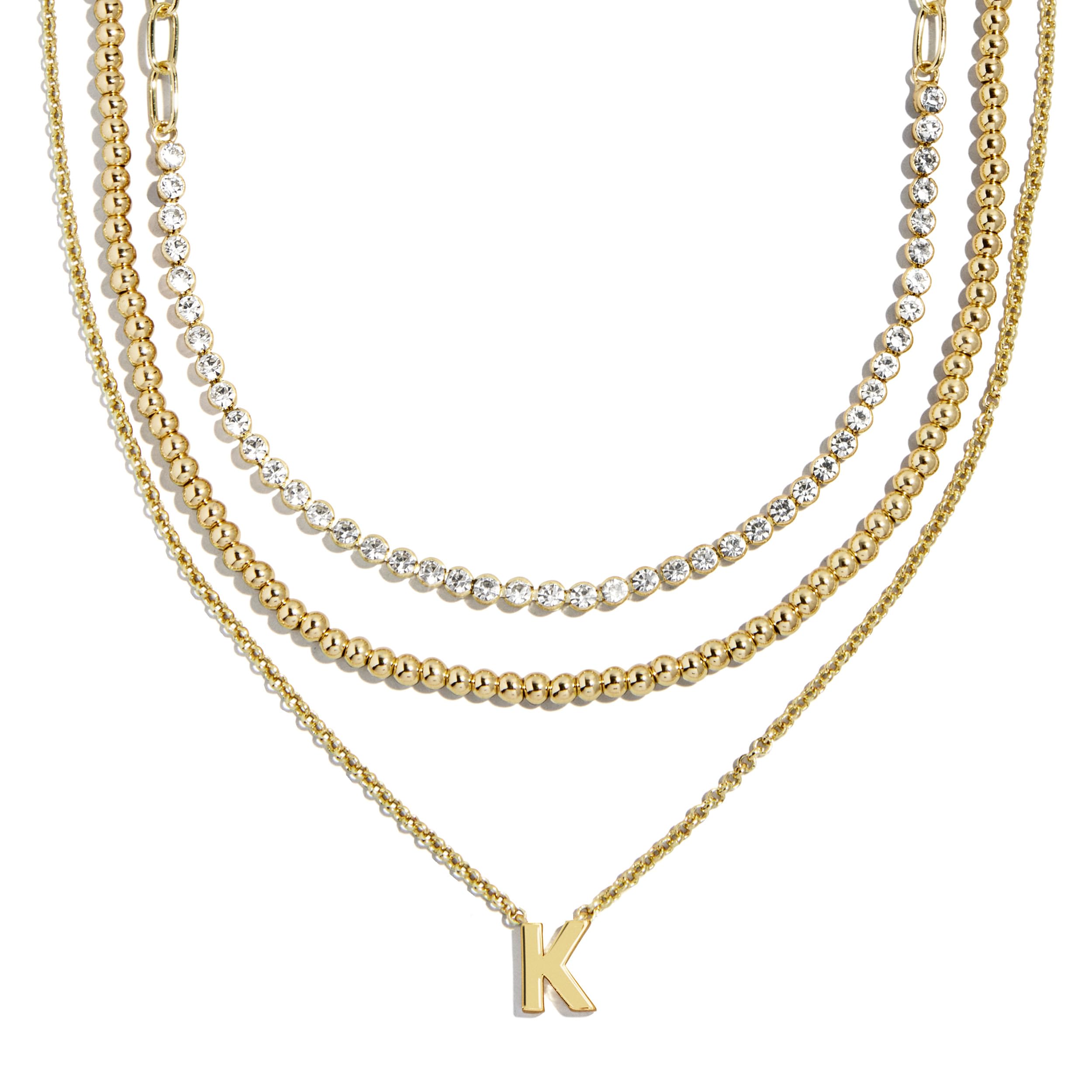 BaubleBar Kenna Pre-Layered Initial Necklace, Gold-Plated, Fashion Jewelry, Gifts for Women, Beautiful and Trendy