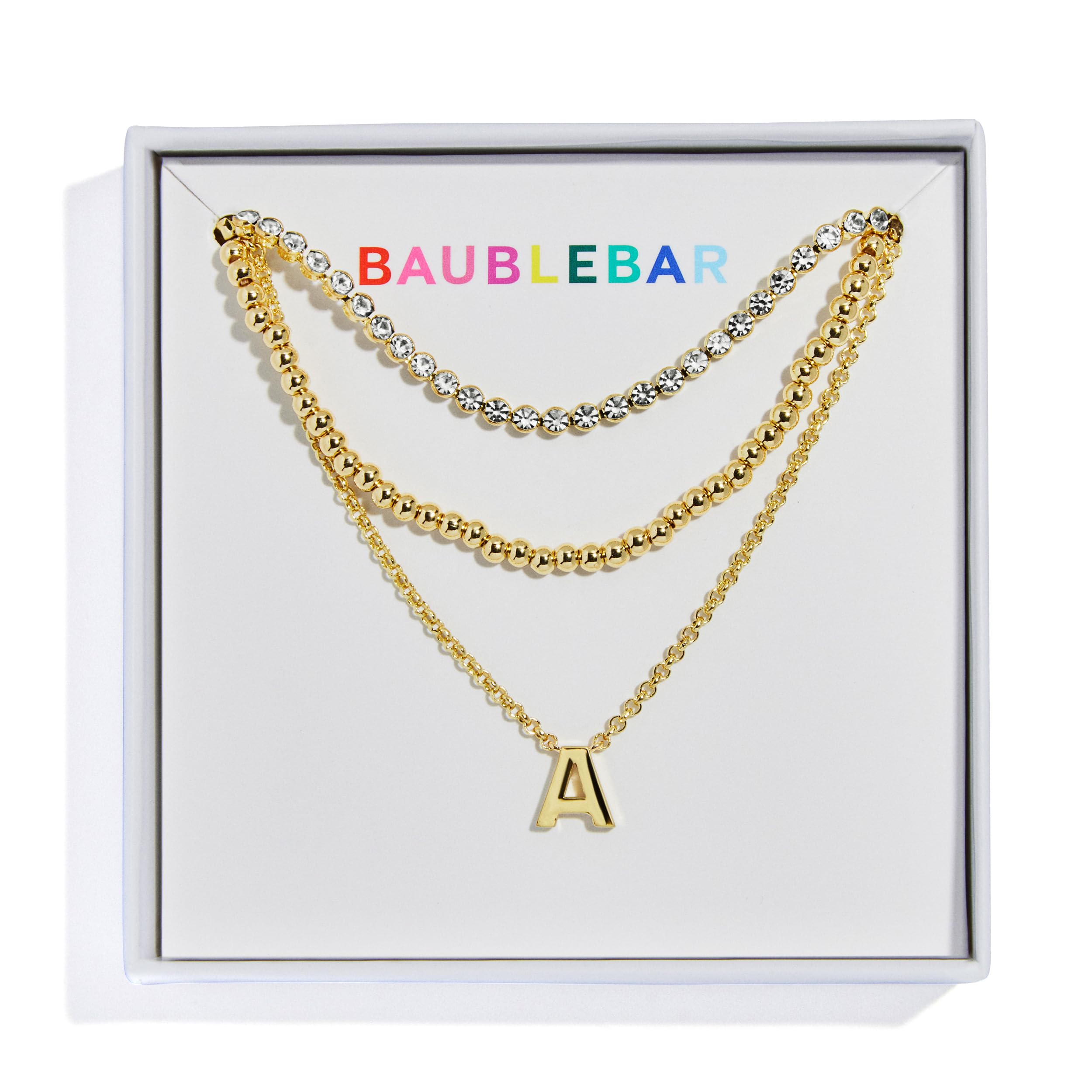 BaubleBar Kenna Pre-Layered Initial Necklace, Gold-Plated, Fashion Jewelry, Gifts for Women, Beautiful and Trendy thumbnail