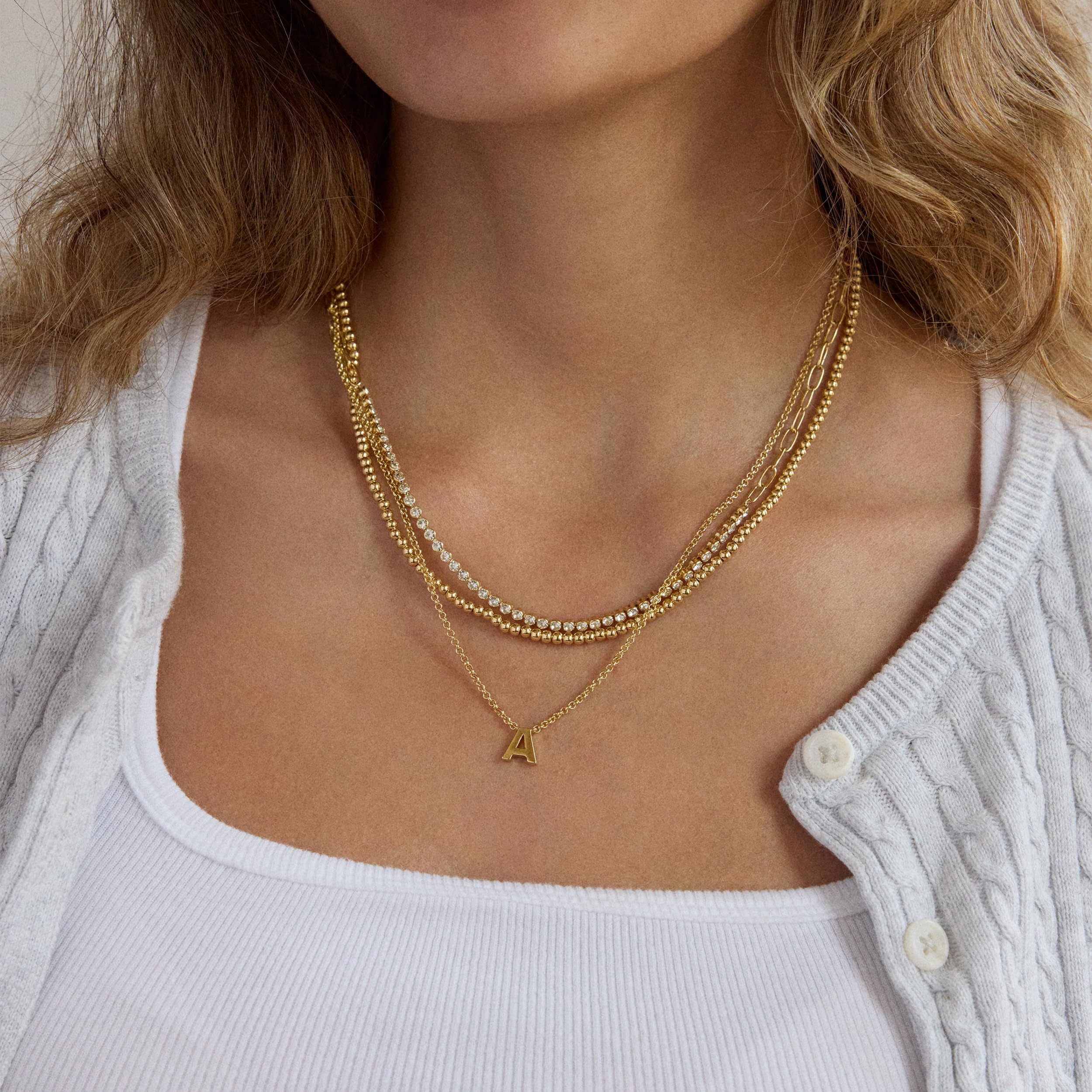 BaubleBar Kenna Pre-Layered Initial Necklace, Gold-Plated, Fashion Jewelry, Gifts for Women, Beautiful and Trendy thumbnail