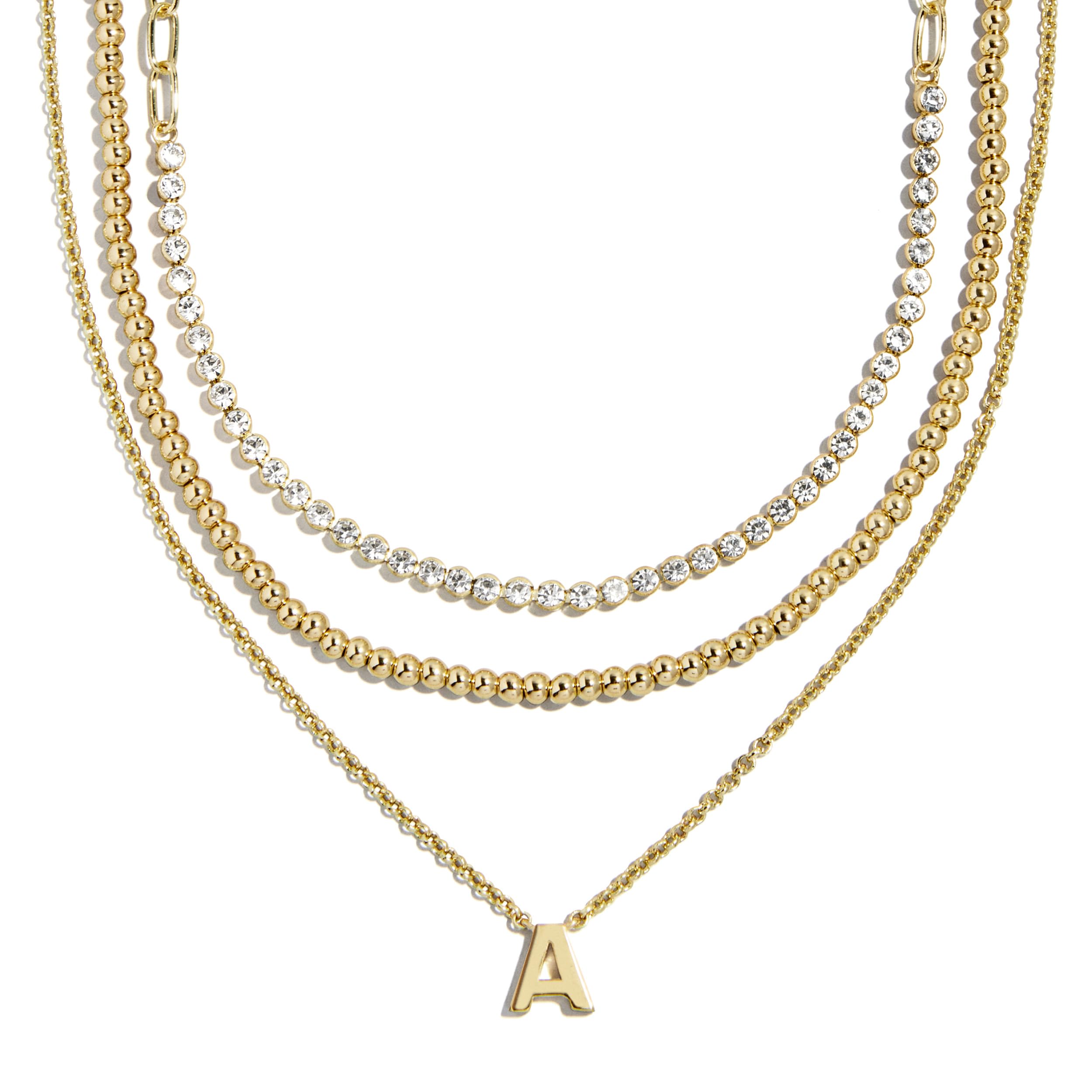 BaubleBar Kenna Pre-Layered Initial Necklace, Gold-Plated, Fashion Jewelry, Gifts for Women, Beautiful and Trendy thumbnail