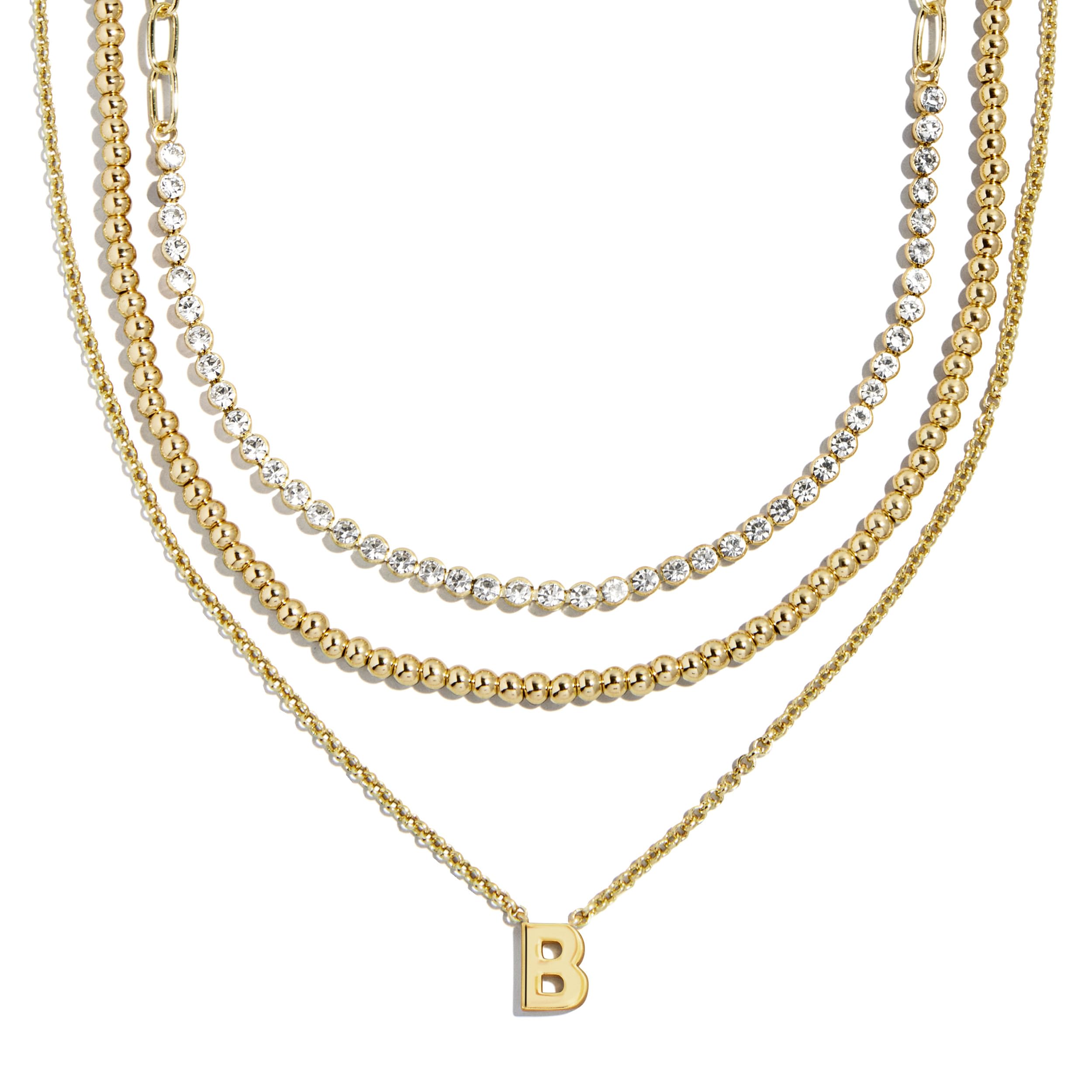 BaubleBar Kenna Pre-Layered Initial Necklace, Gold-Plated, Fashion Jewelry, Gifts for Women, Beautiful and Trendy thumbnail
