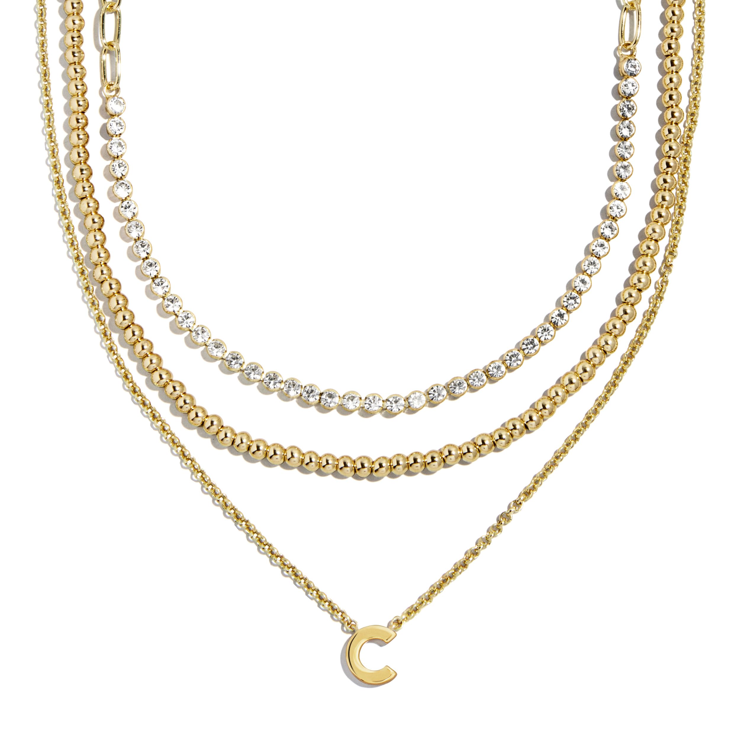 BaubleBar Kenna Pre-Layered Initial Necklace, Gold-Plated, Fashion Jewelry, Gifts for Women, Beautiful and Trendy thumbnail