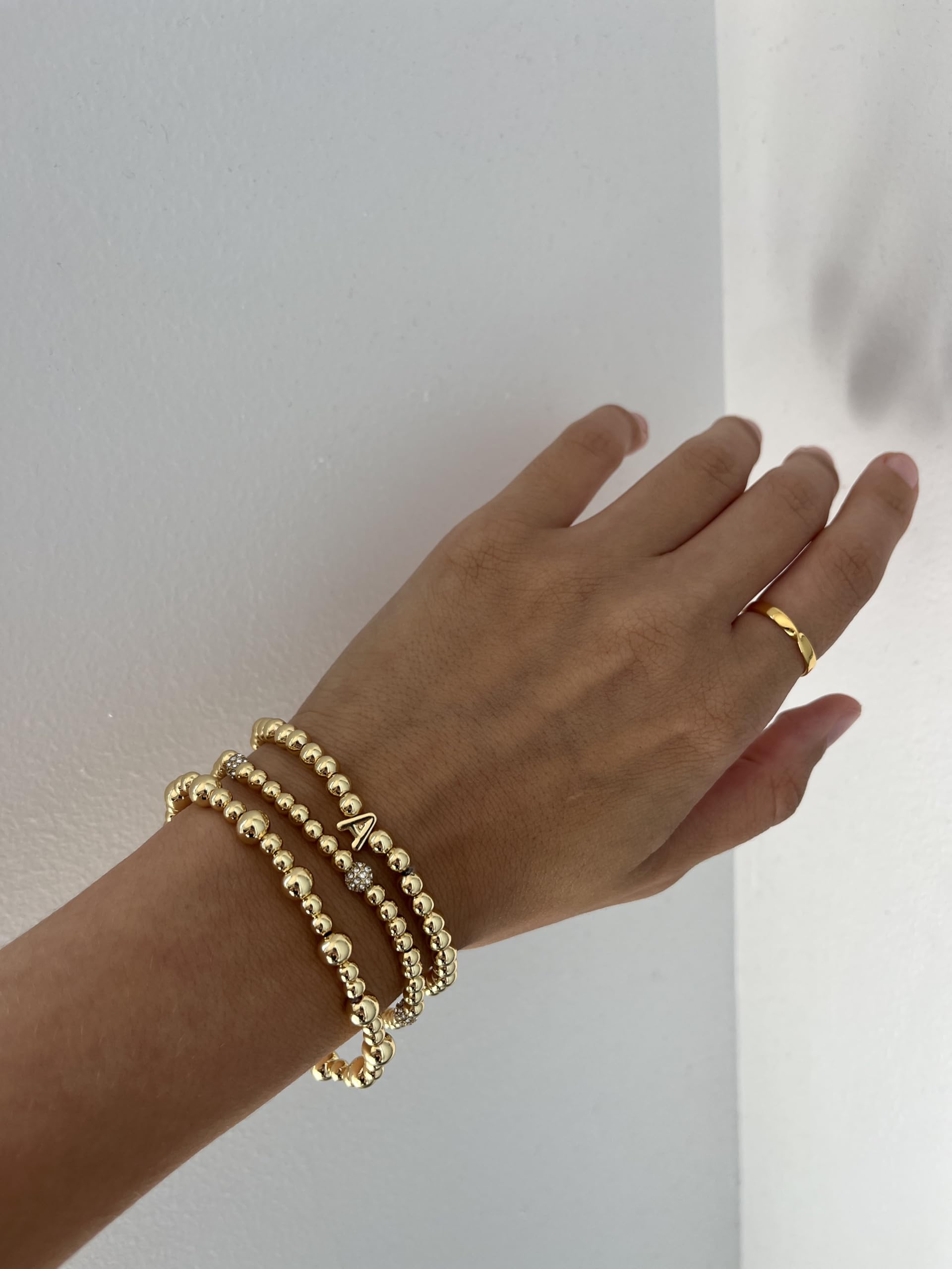 BaubleBar Three Bracelet Gift Set for Women, Gold-Plated Initial Beaded Bracelets, Fashion Jewelry, Personalized & Trendy Gift, Fashion Jewelry Set thumbnail