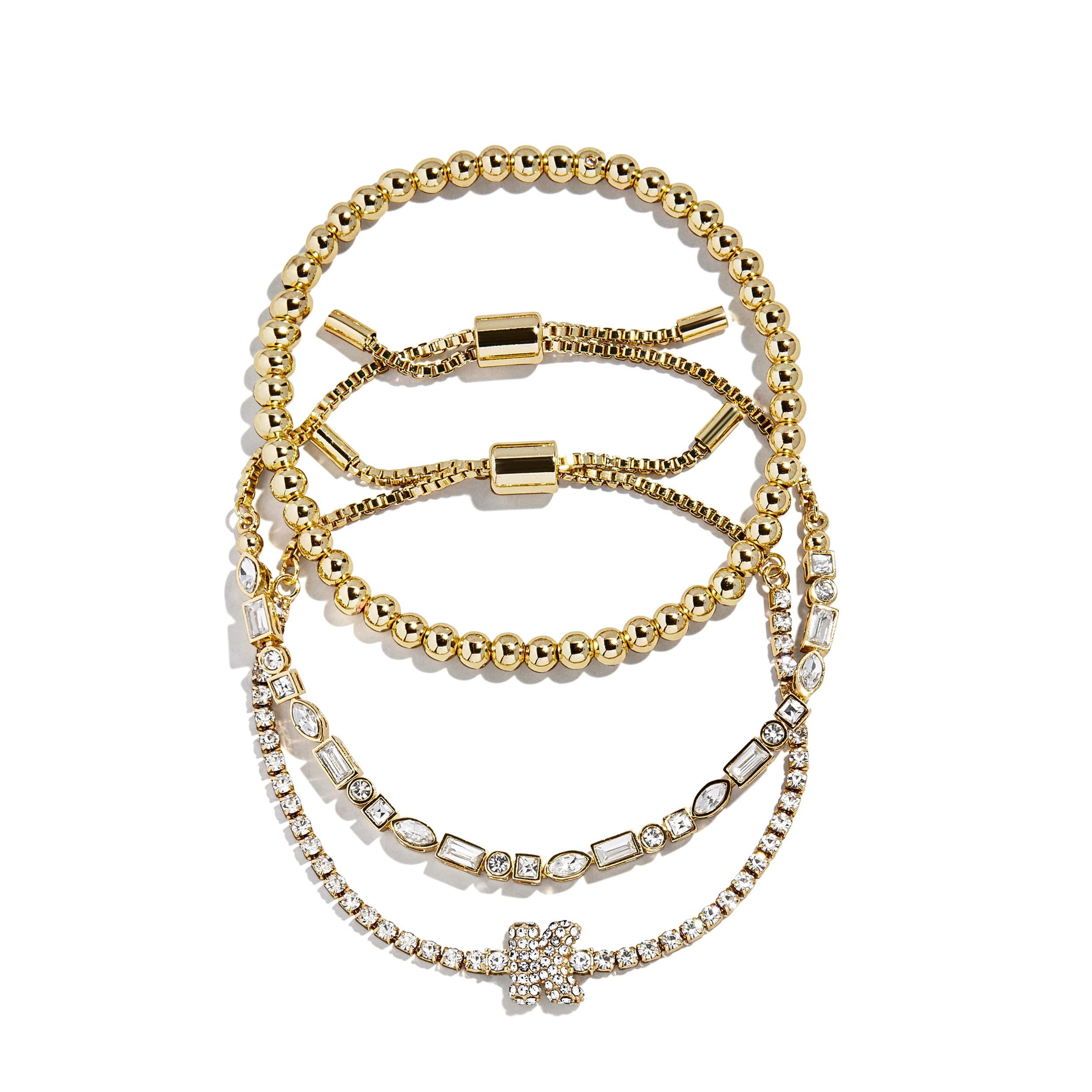 BaubleBar Three Bracelet Gift Set for Women, Gold-Plated Initial Beaded Bracelets, Fashion Jewelry, Personalized & Trendy Gift, Fashion Jewelry Set thumbnail