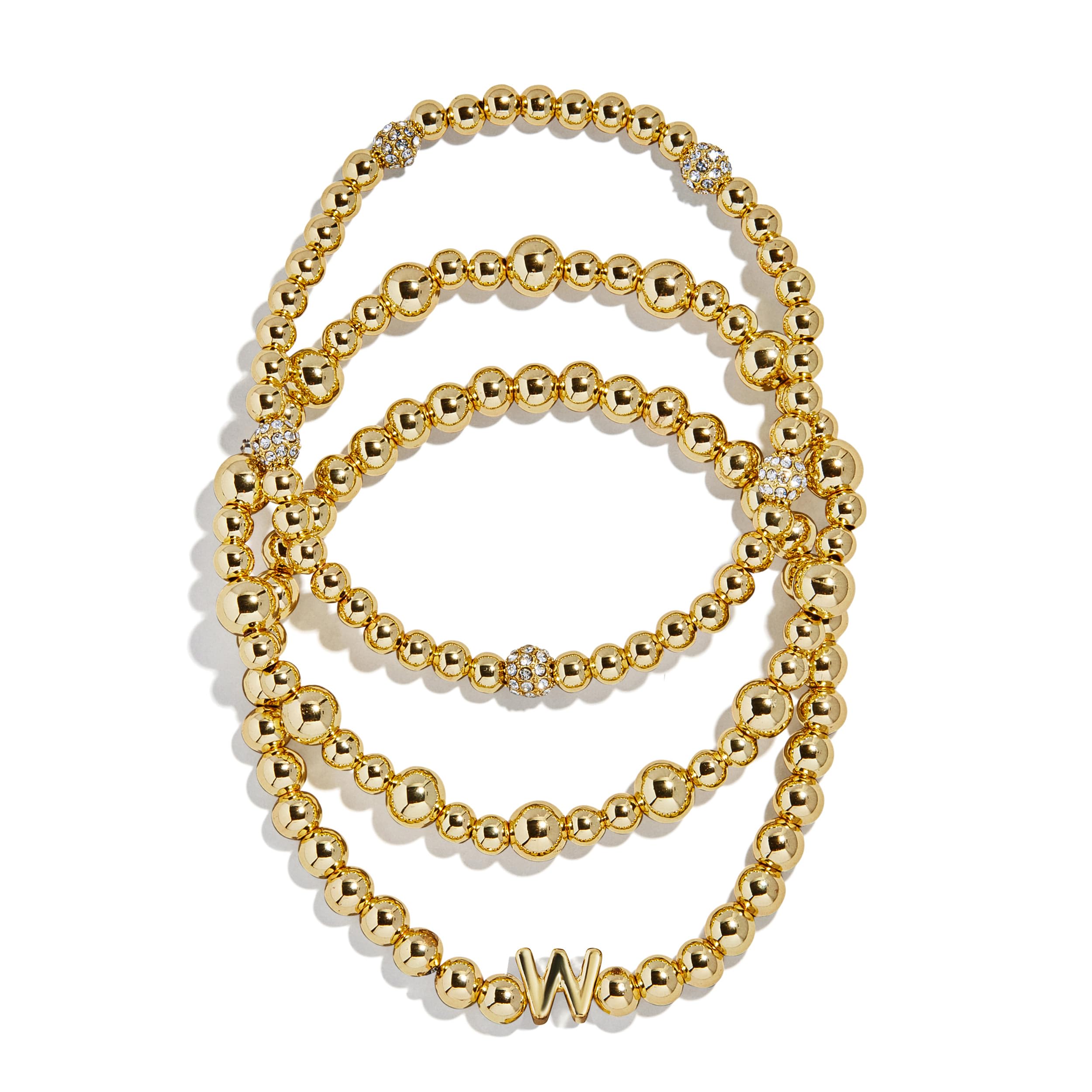 BaubleBar Three Bracelet Gift Set for Women, Gold-Plated Initial Beaded Bracelets, Fashion Jewelry, Personalized & Trendy Gift, Fashion Jewelry Set thumbnail