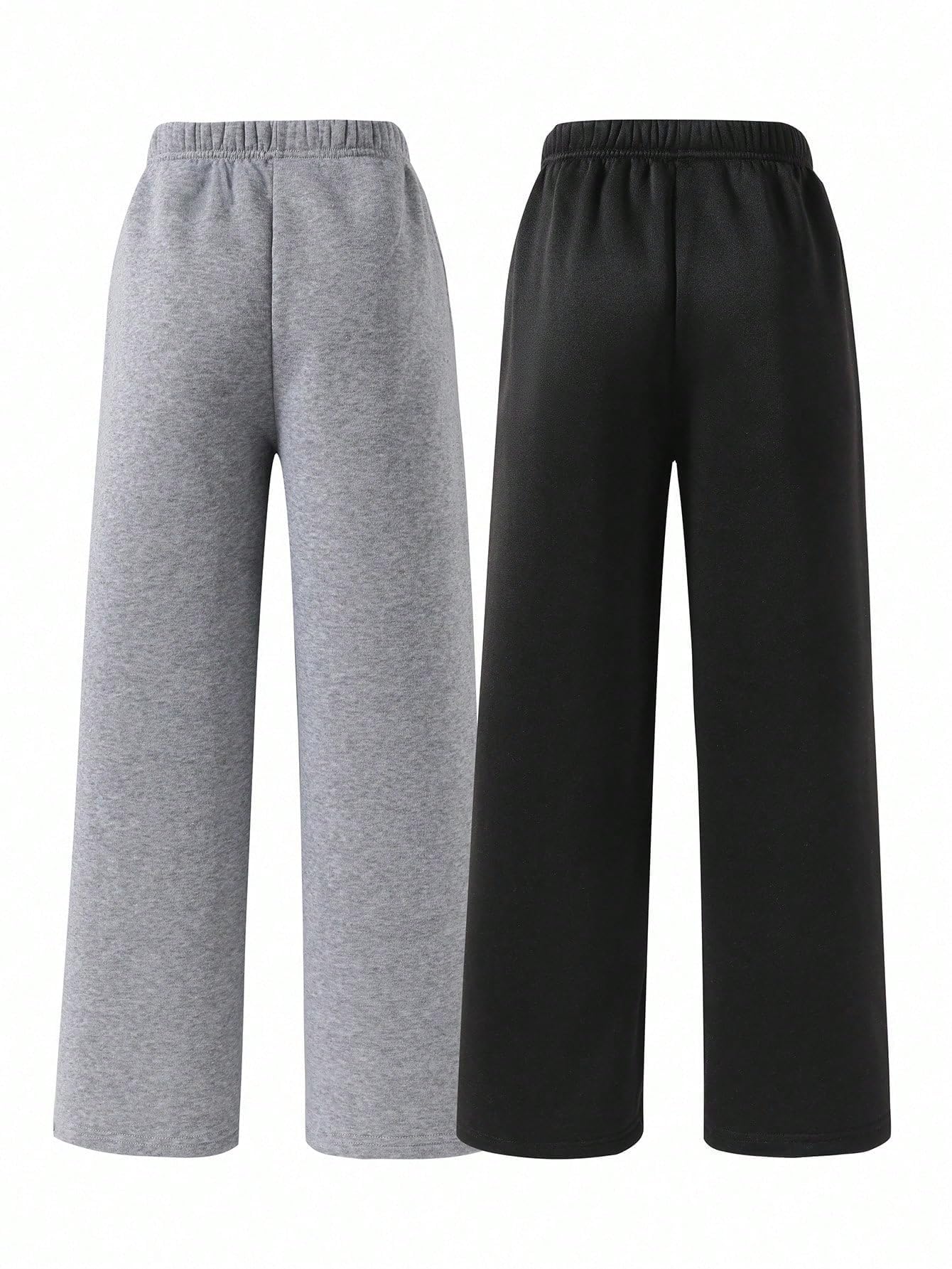 RoseSeek Boy's 2 Packs Sweatpants Elastic Waist Wide Leg Pants Casual Athletic Trousers thumbnail