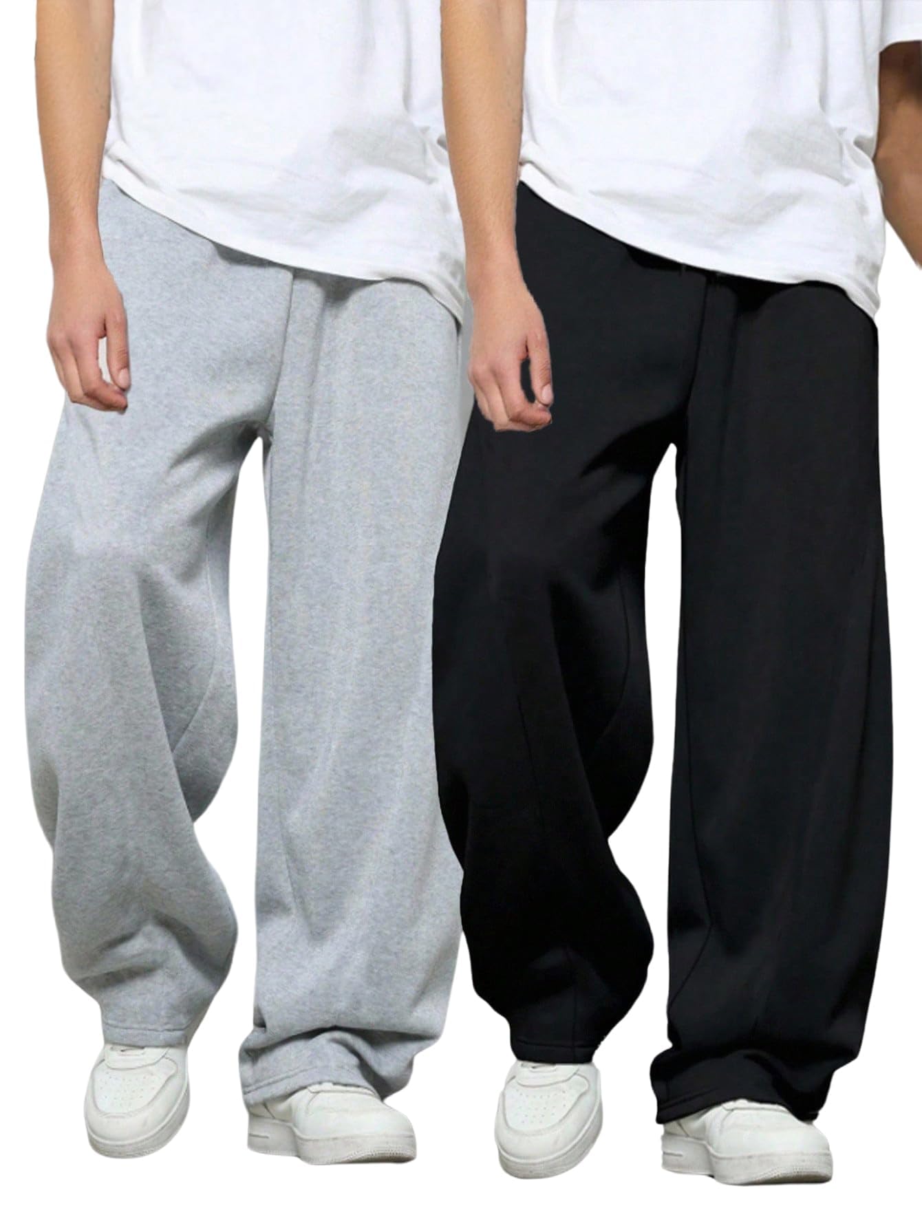 RoseSeek Boy's 2 Packs Sweatpants Elastic Waist Wide Leg Pants Casual Athletic Trousers thumbnail