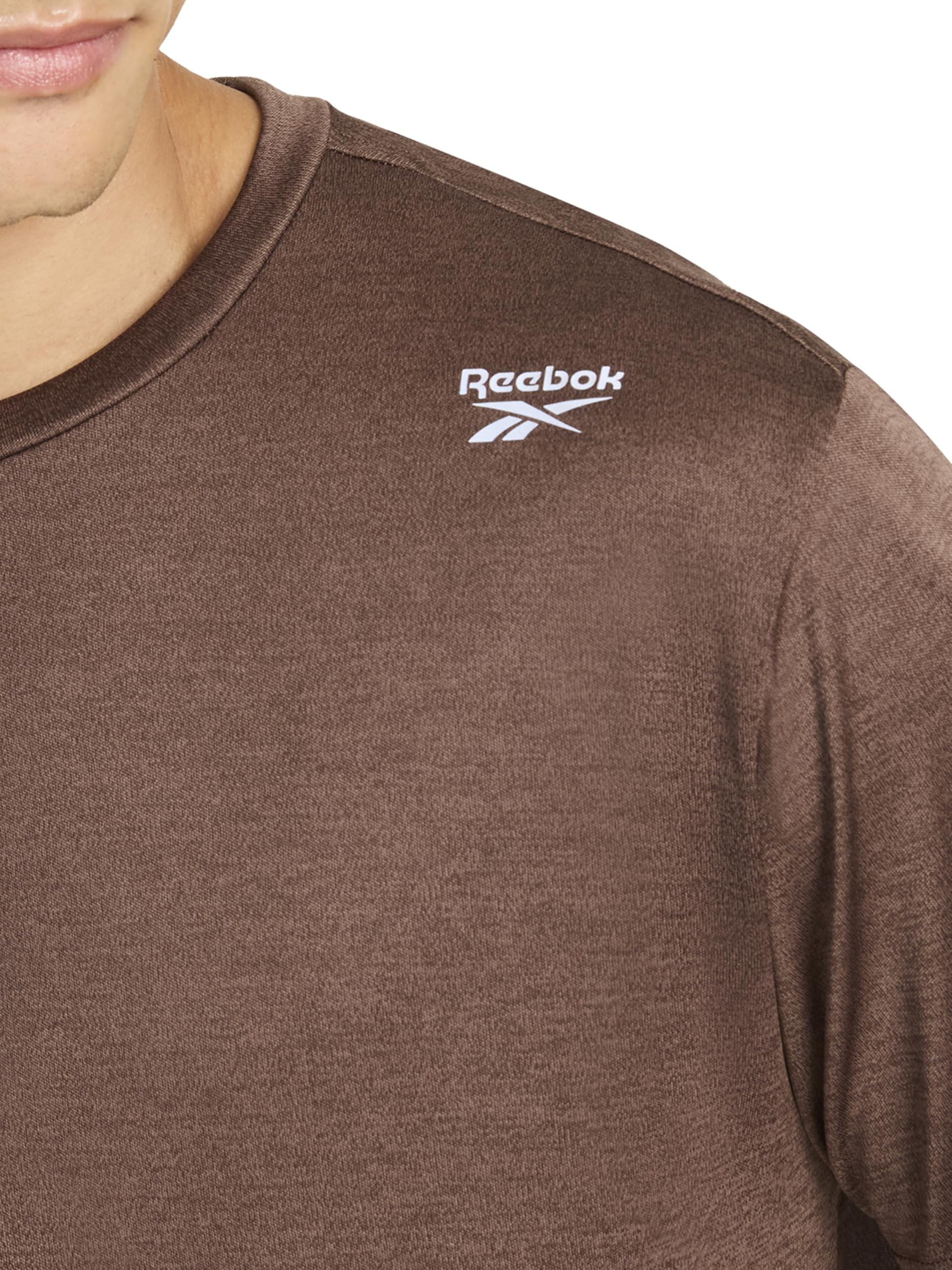 Reebok Men's Small Logo Short Sleeve Crewneck T-Shirt, Standard Fit, Breathable Lightweight Stretch Knit Fabric thumbnail