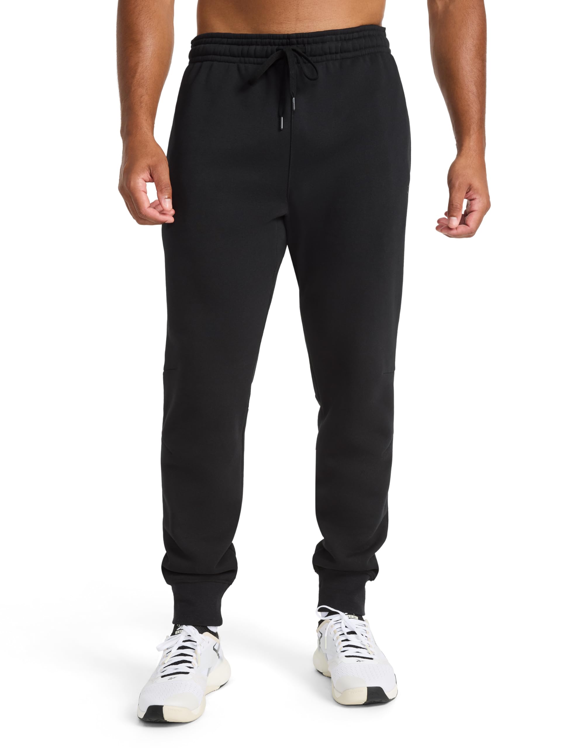 Reebok Men’s Motion Core Fleece Motion Jogger, Standard Fit, 30” Inseam, Midweight Cotton-Poly Fleece Blend Fabric, Black, Medium