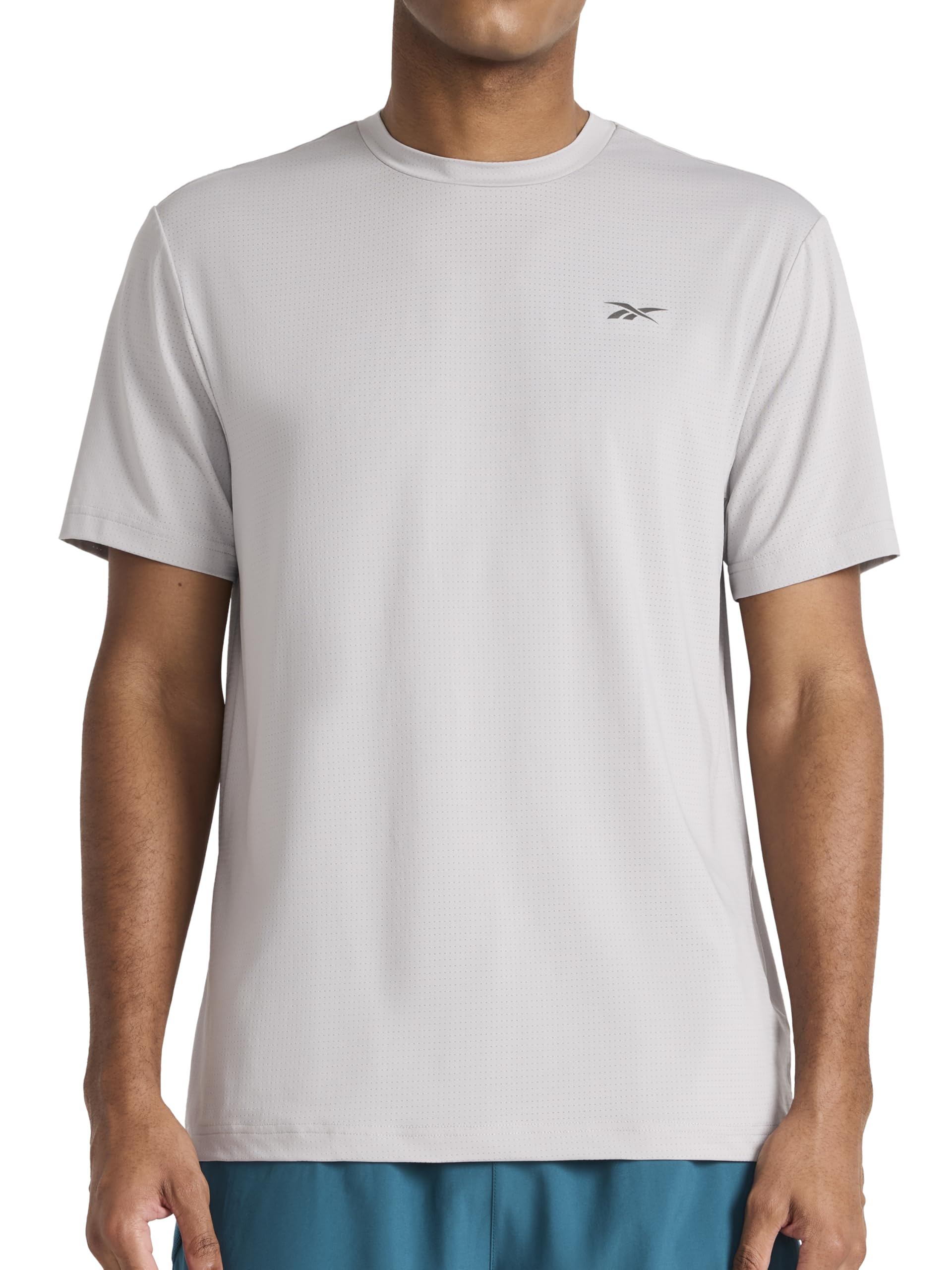 Reebok Men's Force Short Sleeve Crewneck T-Shirt, Standard Fit, Lightweight Super Stretch Poly Square Hole Mesh Fabric