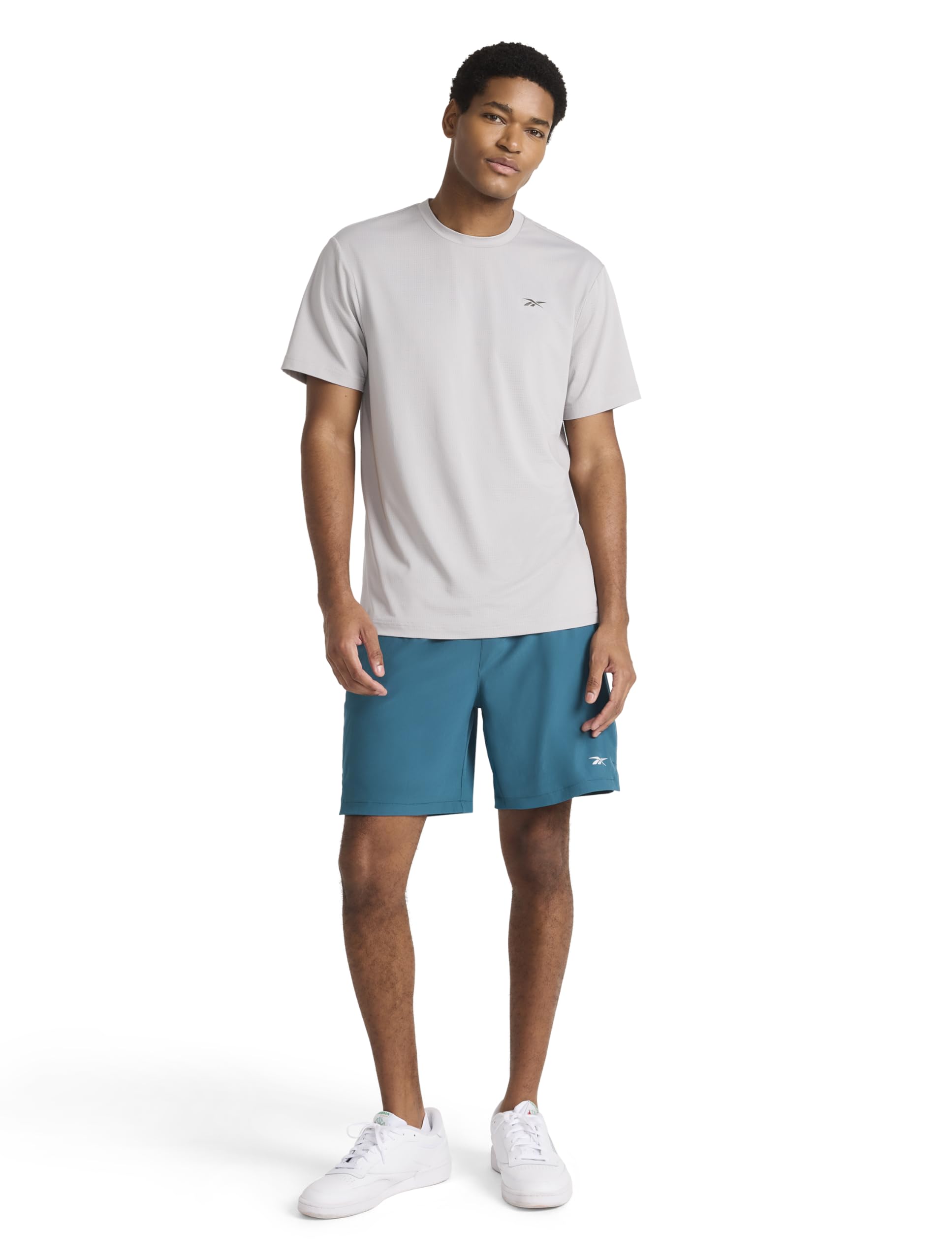Reebok Men's Force Short Sleeve Crewneck T-Shirt, Standard Fit, Lightweight Super Stretch Poly Square Hole Mesh Fabric thumbnail