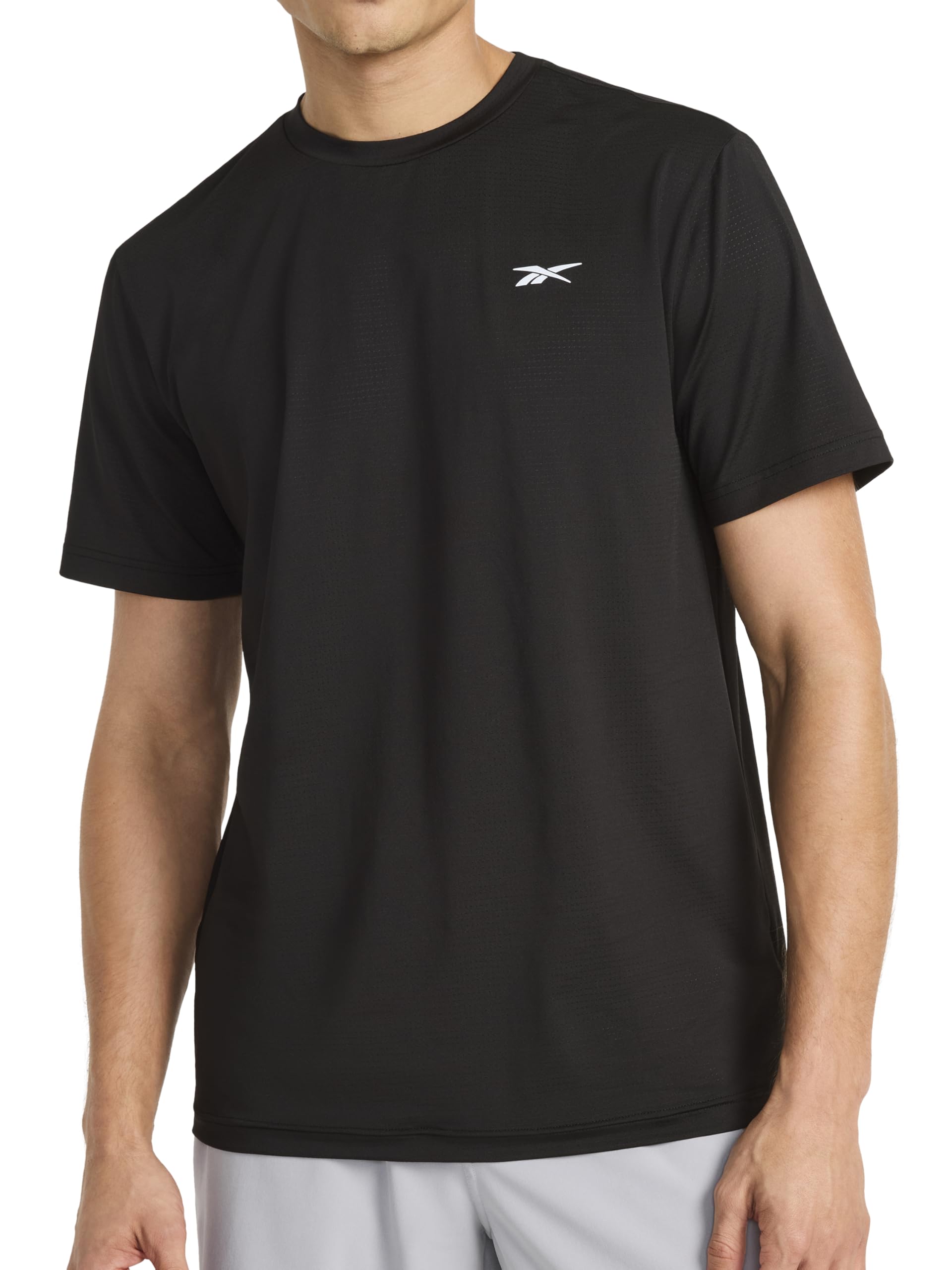 Reebok Men's Force Short Sleeve Crewneck T-Shirt, Standard Fit, Lightweight Super Stretch Poly Square Hole Mesh Fabric thumbnail