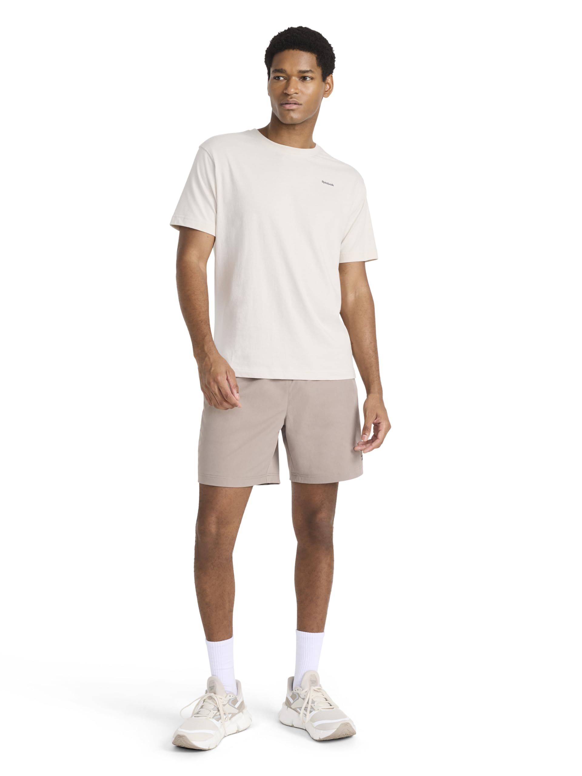 Reebok Men's Small Logo Crewneck T-Shirt, Standard Fit, Lightweight Cotton-Poly Jersey Fabric thumbnail